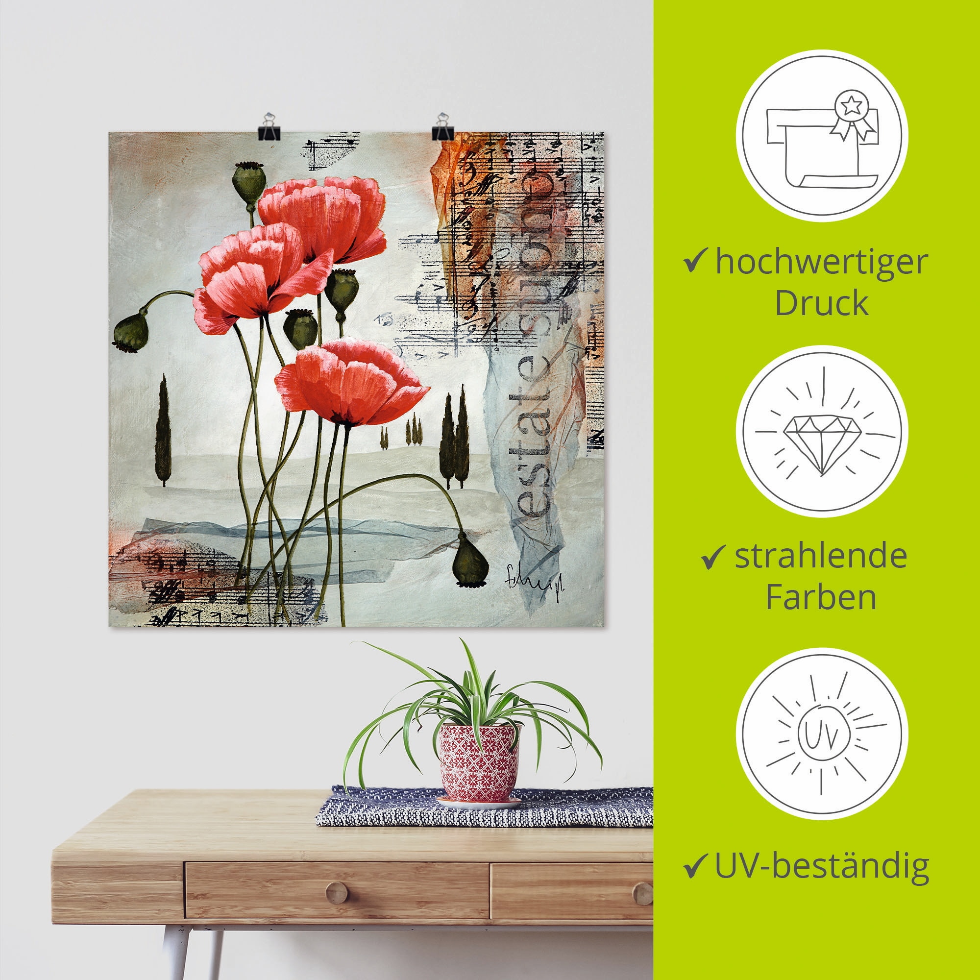 Artland Fresque murale »Klatschmohn« 1 cuis tlg. als Leinwandbild, Poster in verschied. Grössen