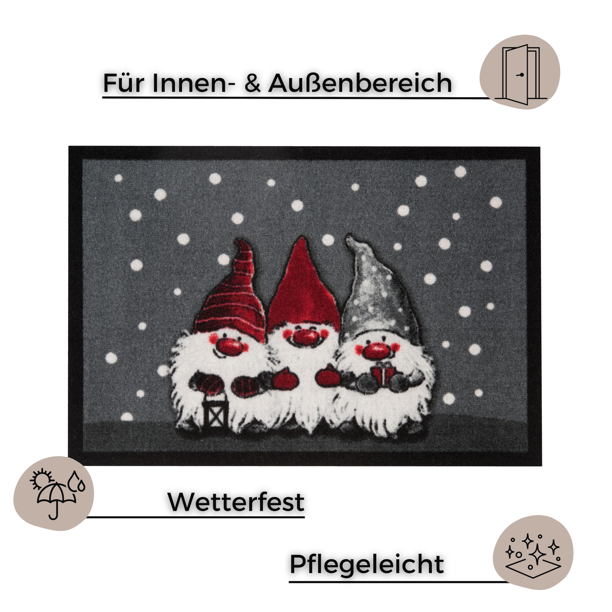 HANSE Home Tapis de sol »3 Zwerge, Türmatte« Rectangulaire 7 mm Höhe Schmutzfangmatte, Outdoor, Rutschfest, Weihnachten, Waschbar, Innen