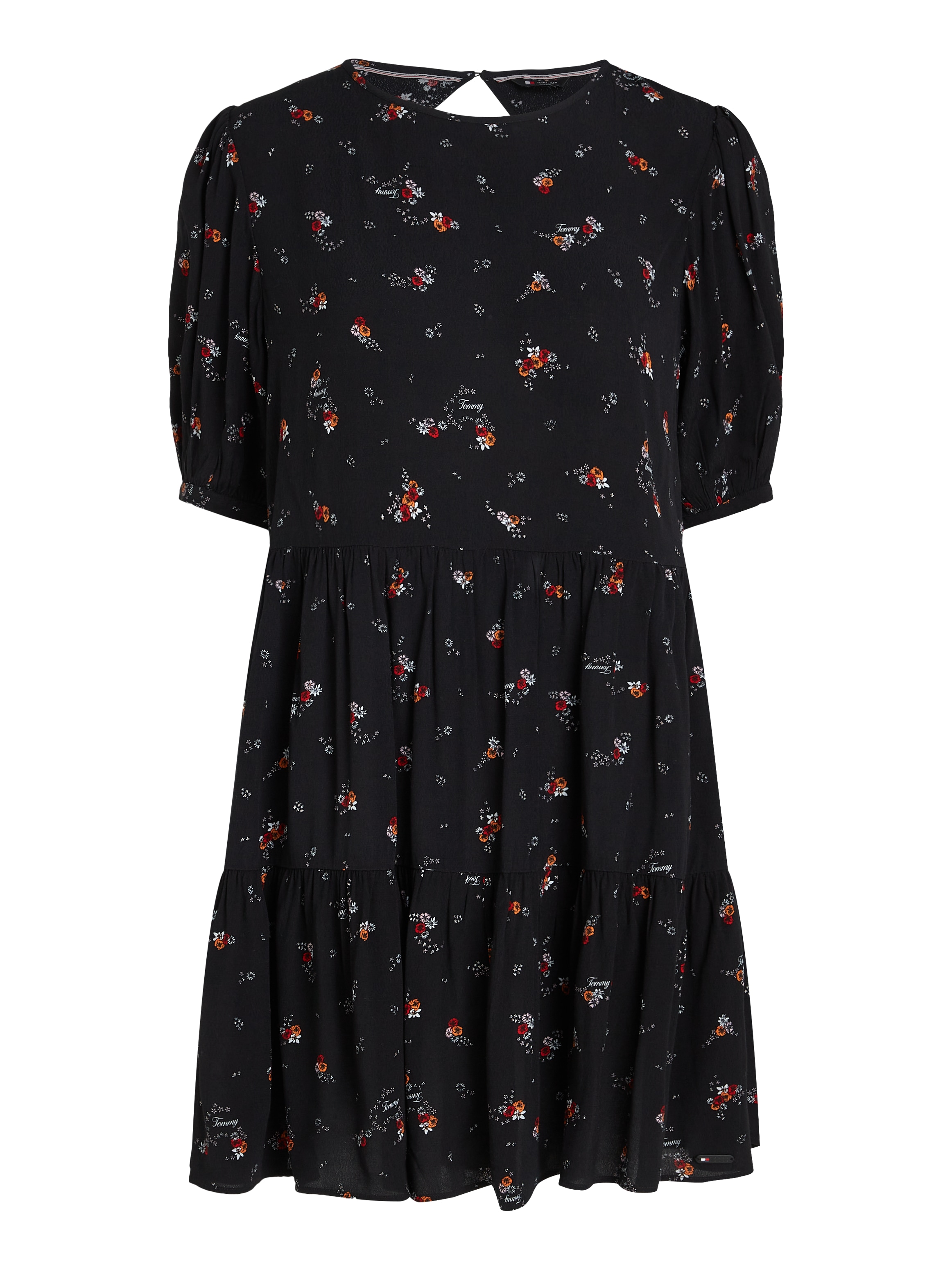 Tommy Jeans Curve Blusenkleid »TJW BLACK FLORAL TIERD DRESS EXT«, Grosse Grössen