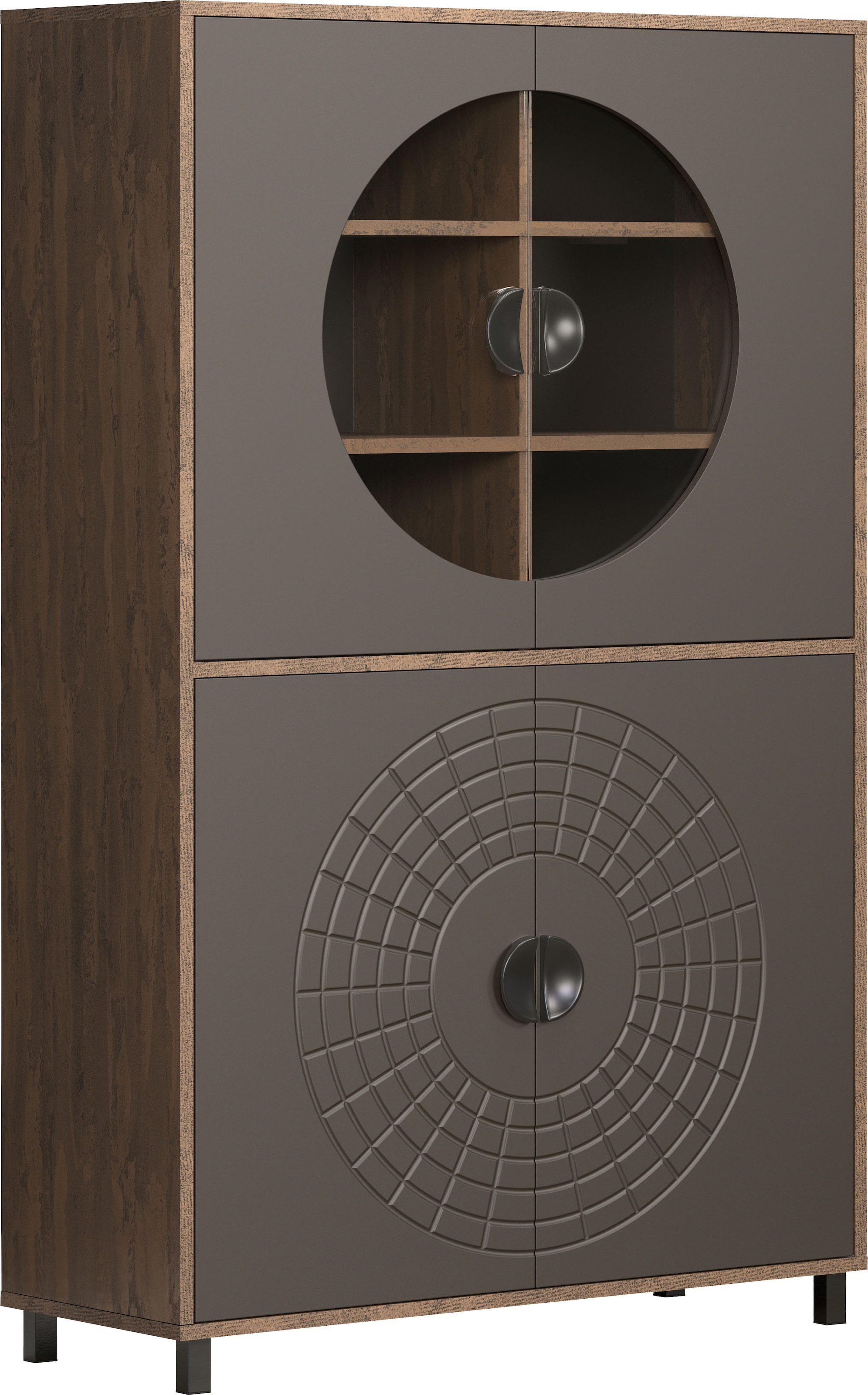 INOSIGN Hochkommode »Fusion« 1 Stk. tlg. Vitrine mit besonderem Kreismuster - Hochzeitsschrank in Vintageoptik