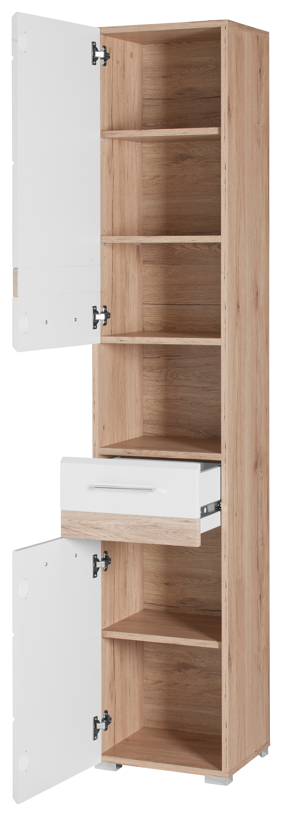 welltime Hochschrank »Toulon«, Badschrank mit Schublade und offenem Fach - Masse (B/T/H) 37/31/182 cm