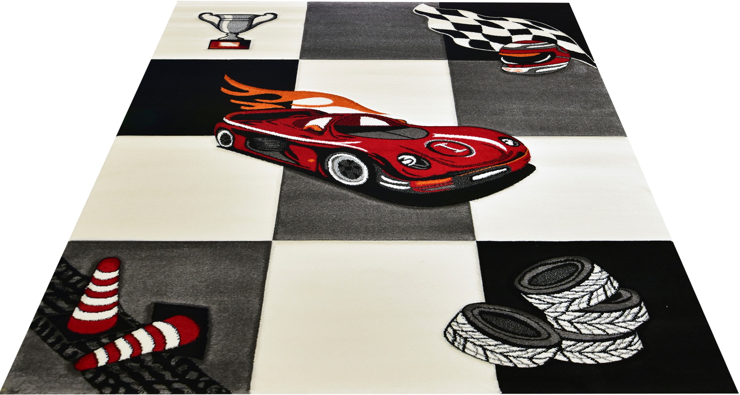 Image of merinos Kinderteppich »Diamond Kids21833«, rechteckig, 13 mm Höhe, Rennwagen, Autos, Kurzflor bei Ackermann Versand Schweiz