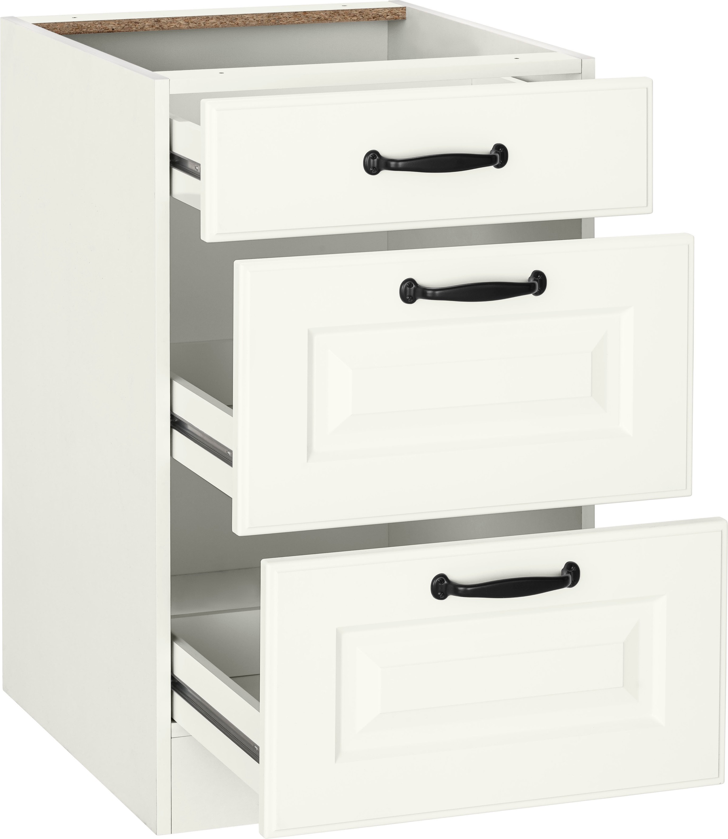 wiho Küchen Armoire basse coulissante »Erla, TOPSELLER« 50 cm breit mit Kassettenfront, 2 grossen Auszügen, ohne Arbeitsplatte