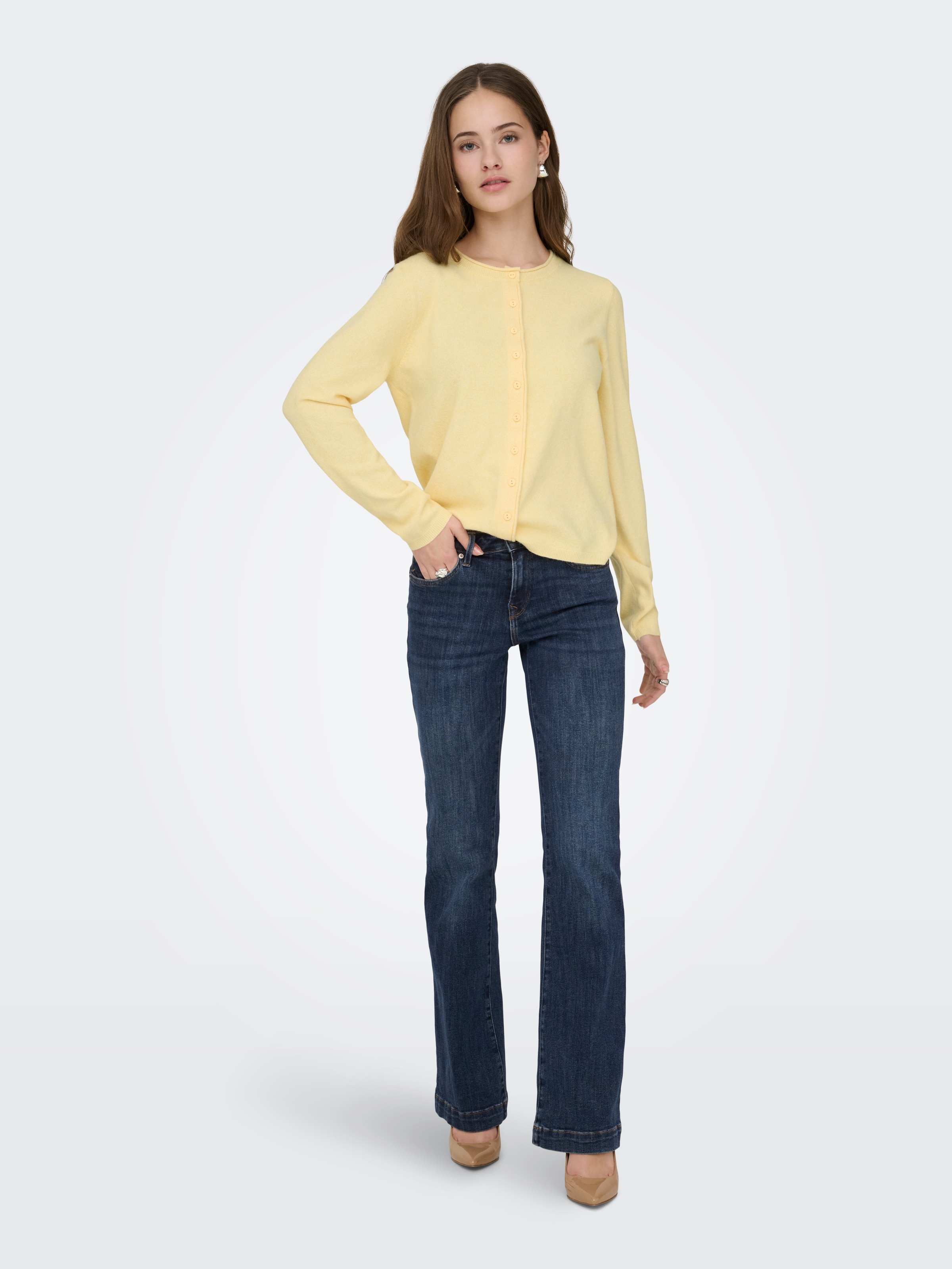 Image of ONLY Bootcut-Jeans "ONLPOWER MID FLARED PUSHUP DNM GEN332" Baumwollmischung, flared fit, regular waist