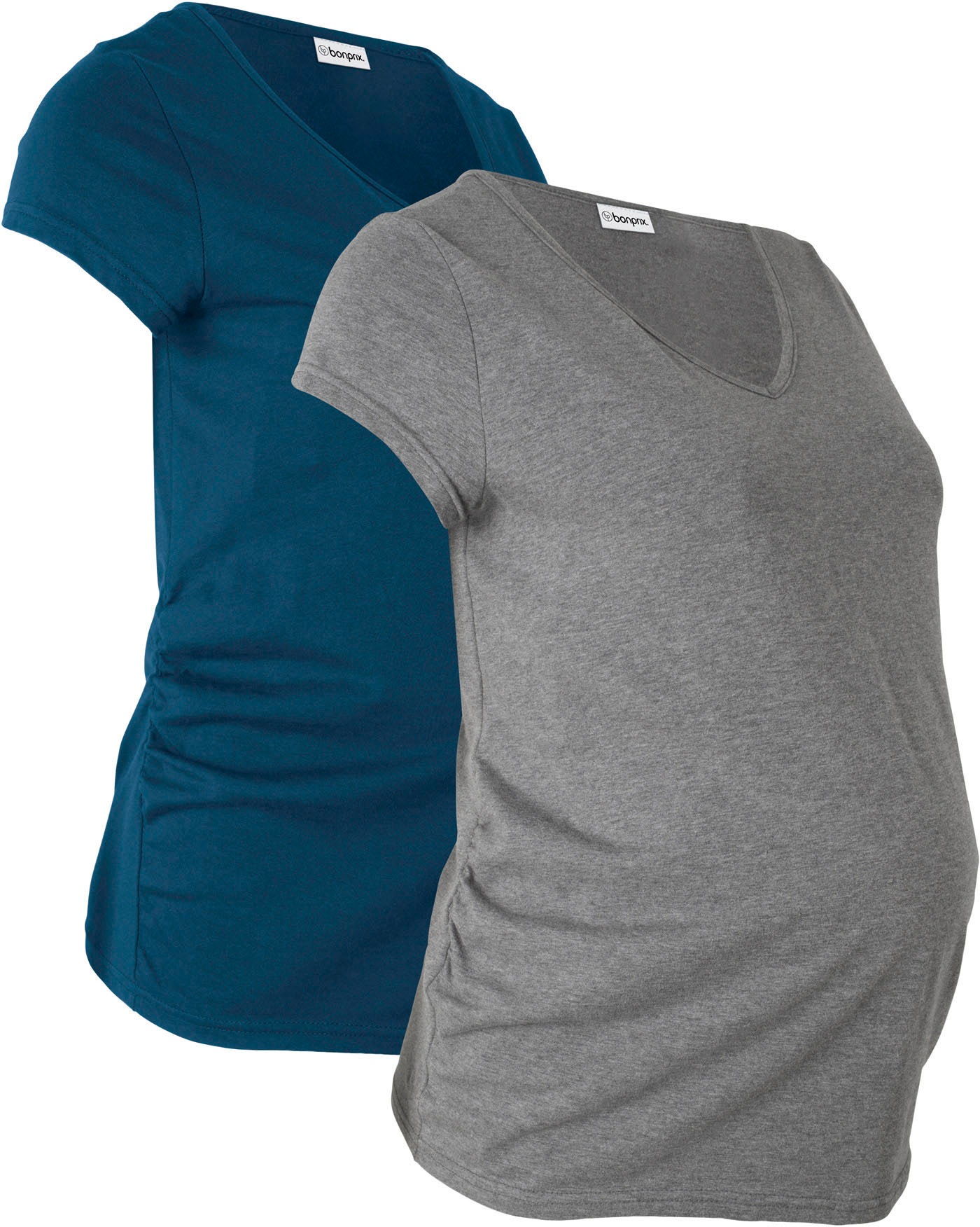Image of bonprix Umstandsshirt Packung, 2 tlg. figurumspielende Passform, kurze Ärmel, mit seitlichen Raffungen