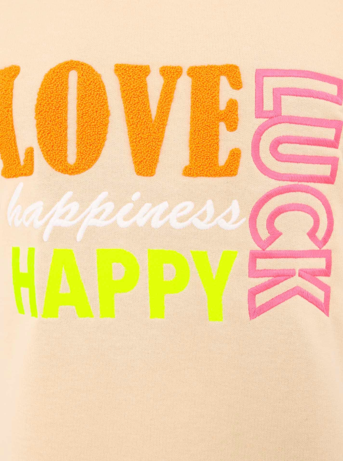 Zwillingsherz Sweater »"Love Luck Happy"«, mit Used-Look Kanten und fröhlicher Stickerei