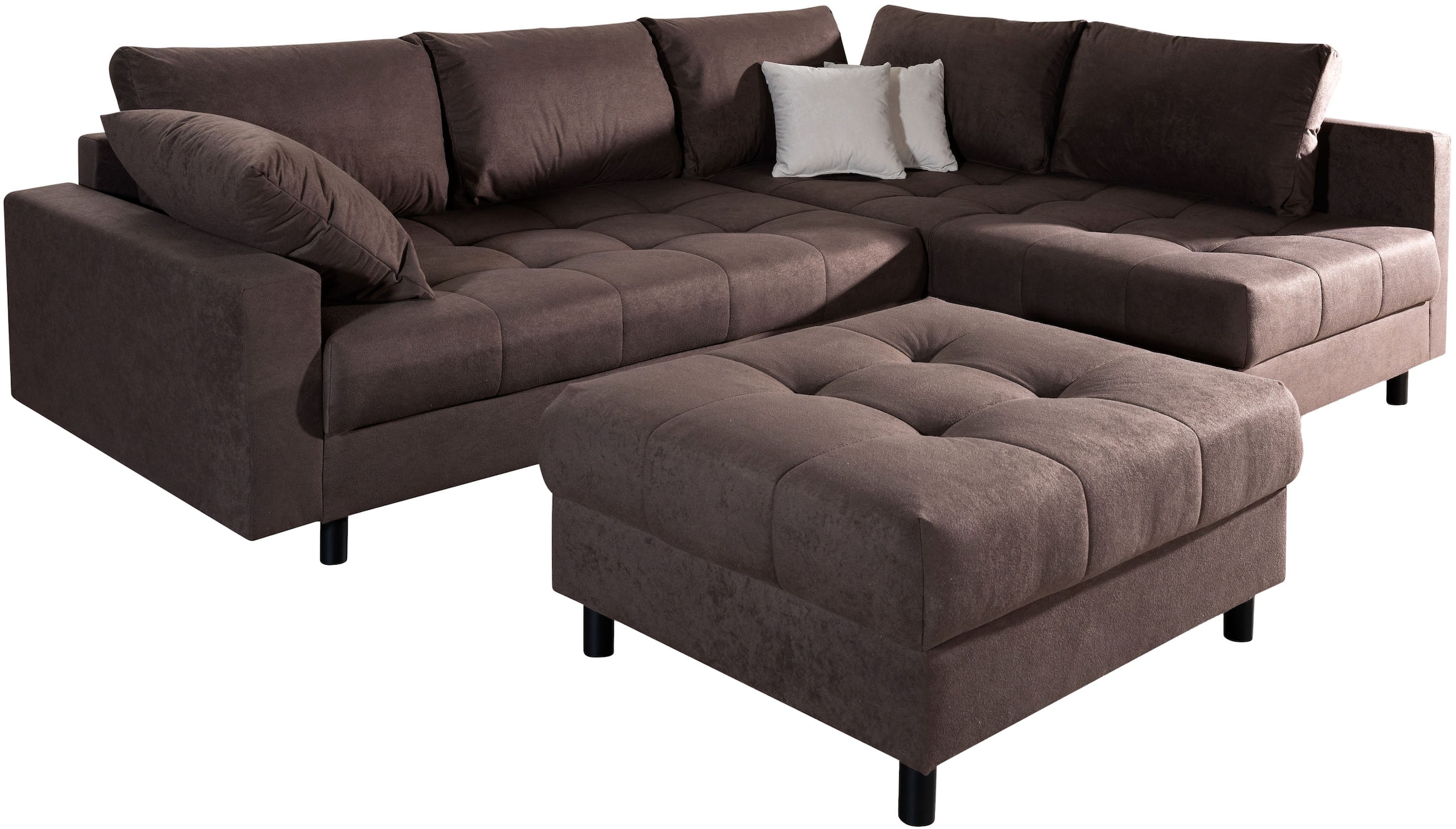 COLLECTION AB Canapé d'angle »Toni L-Form 274 cm« Set : canapé & pouf, 2 coussins décoratifs, ressorts Bonell