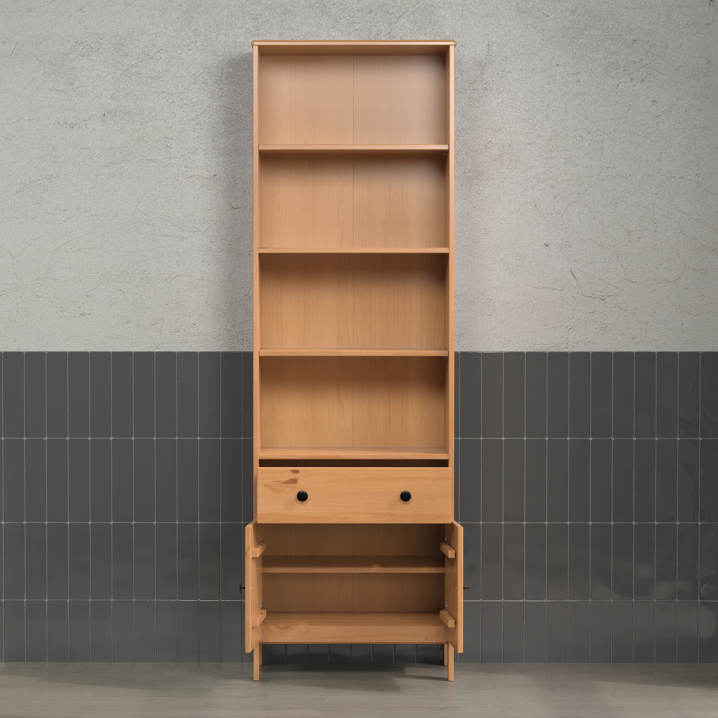 welltime Hochschrank »Kall«, (1 St.), Badezimmerschrank aus Kiefer-Massivholz - Masse (B/T/H) 60/33/188 cm