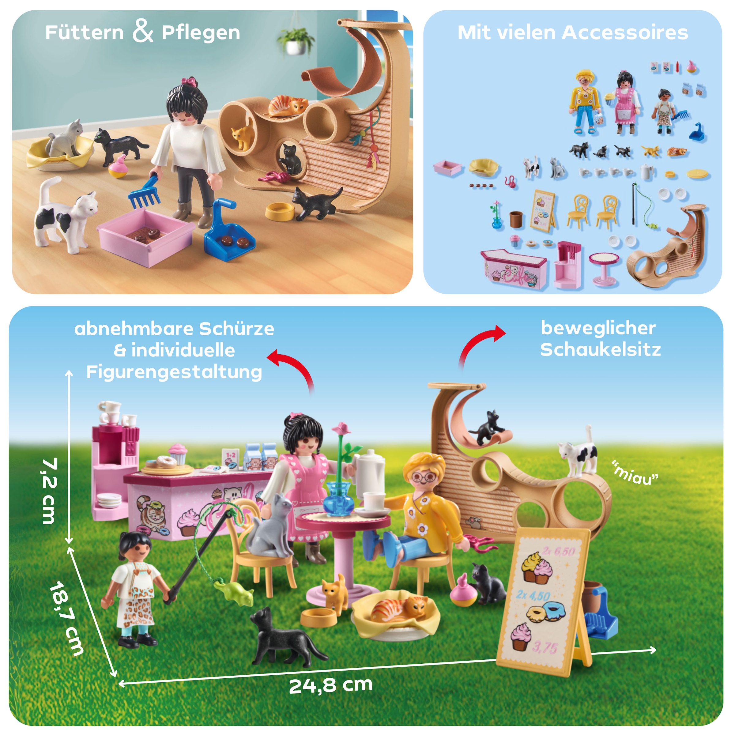 Playmobil® Konstruktions-Spielset »Katzencafe (71744), Playmobil My Life« Made in Europe