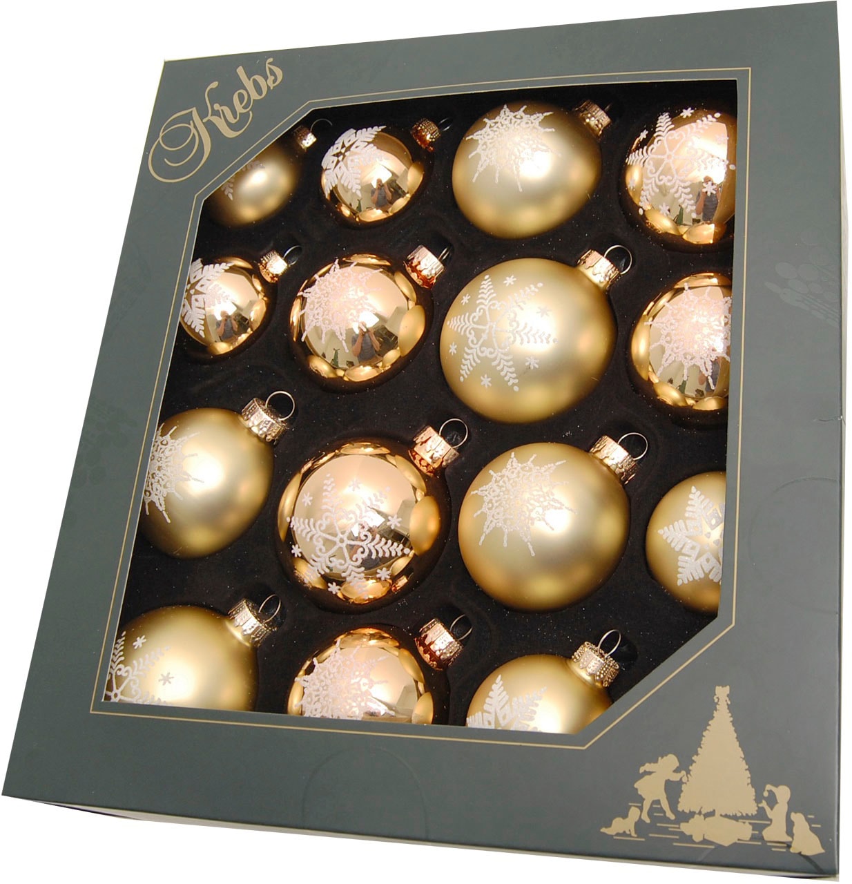 Krebs Glas Lauscha Weihnachtsbaumkugel »Schneeflocke goldfarben« Weihnachtsdeko, Christbaumschmuck, Christbaumkugeln aus Glas