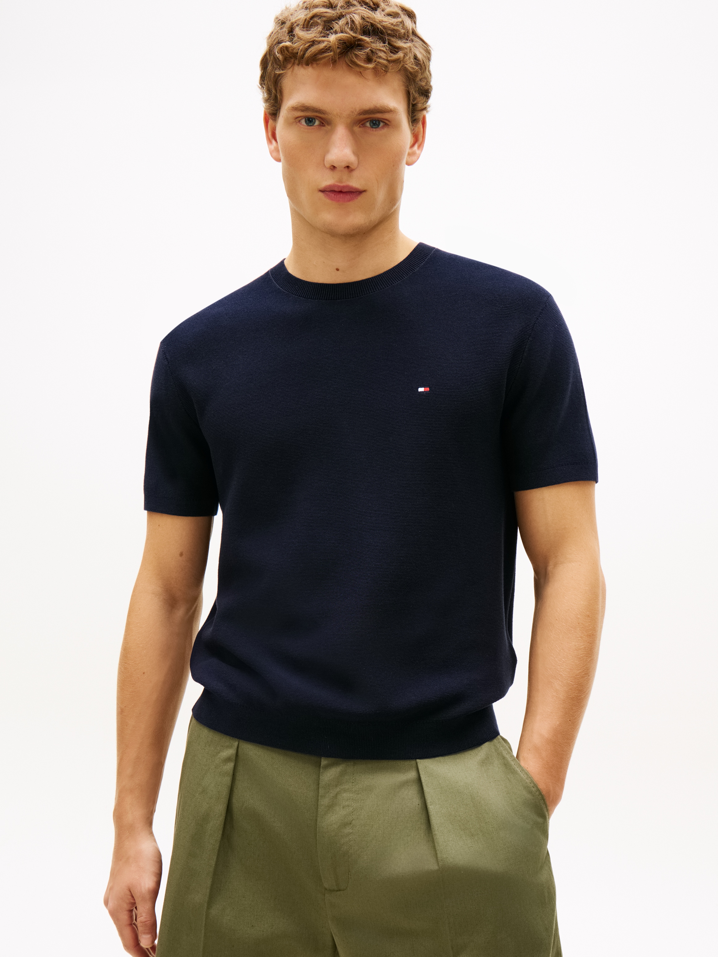 Tommy Hilfiger Pull à manches courtes »COOL TOUCH STRUCTURE« Relaxed Fit, aus Strick