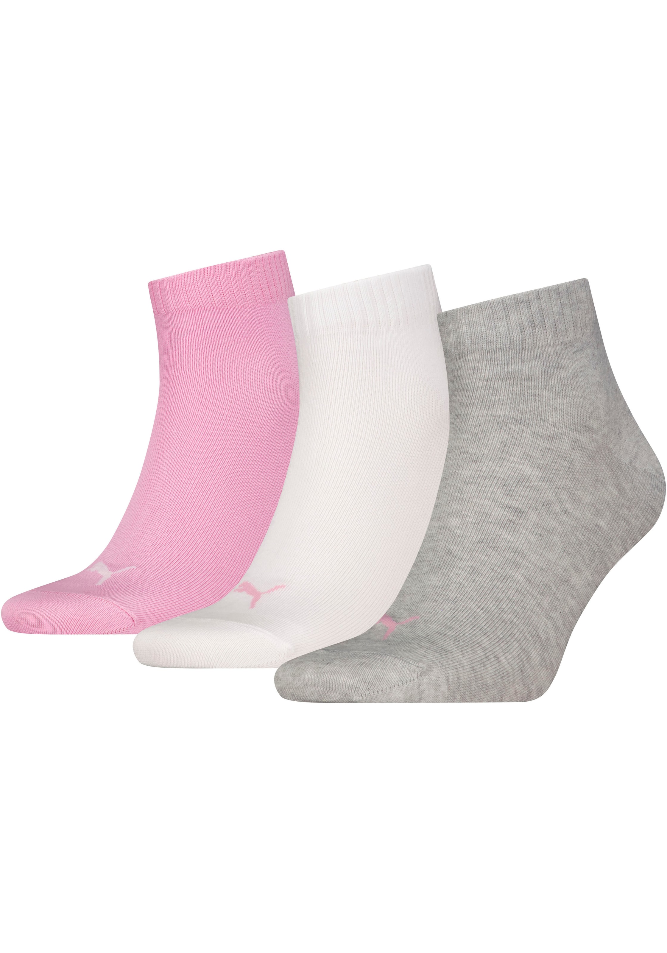 PUMA Kurzsocken »PUMA UNISEX QUARTER PLAIN 3P« 3 Paar, 3 Paar tlg. Atmungsaktiv, Rippenbündchen, weiche Baumwollmischung