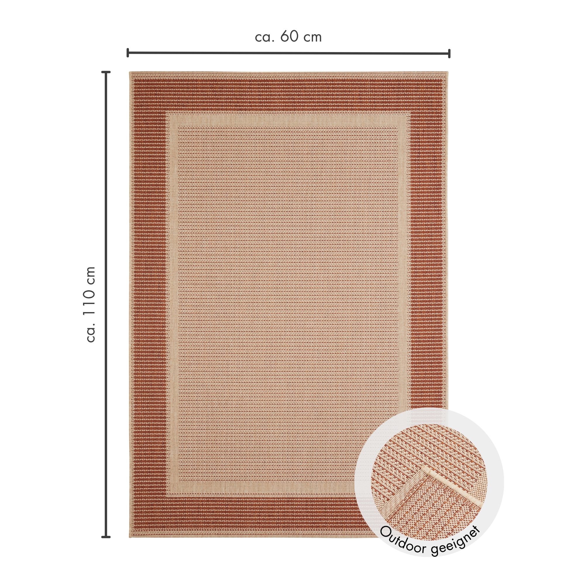 Andiamo Teppich »ARIZONA 2« rechteckig 5 mm Höhe Flachgewebe, mit Bordüre, In- und Outdoor geeignet, wetterfest