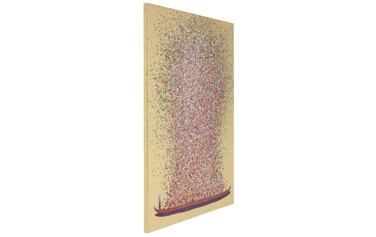 Kare Design Wandbild »Touched Flower Boat 100 x 80 cm, Goldfarben/Pink«