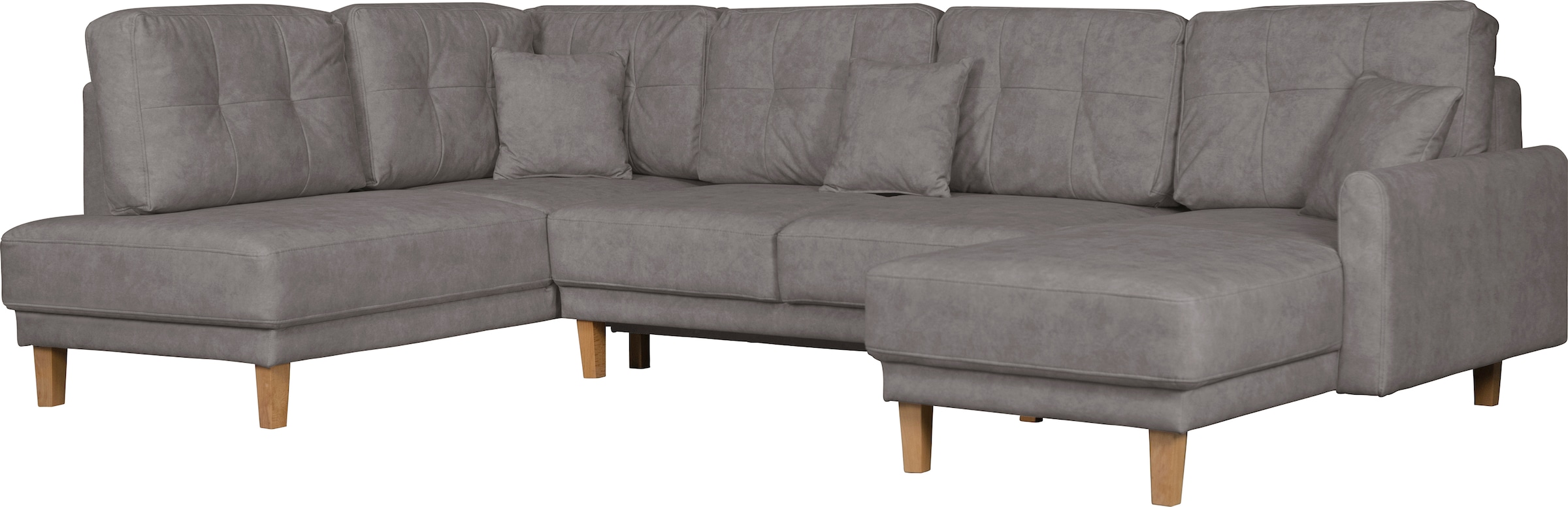 Home affaire Wohnlandschaft »TRIPLO U-Form wahlweise mit Schlaffunktion, B/T/H: 310/192/90 cm«, Schlafsofa, auch mit Bettkasten, Steppung im Rückenkissen