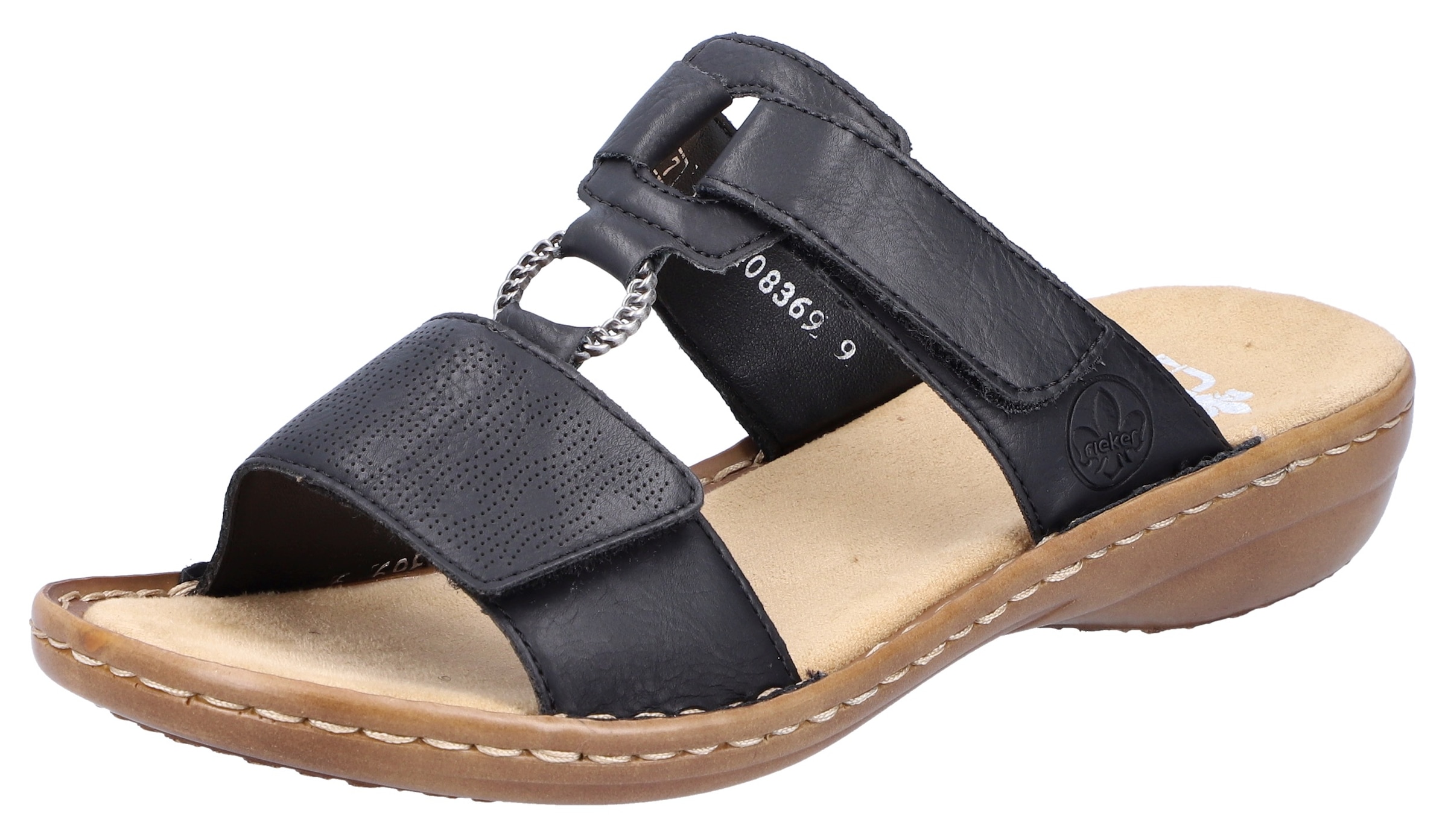Image of Rieker Pantolette, Keilabsatz, Sommerschuh, Schlappen mit Schmuckring