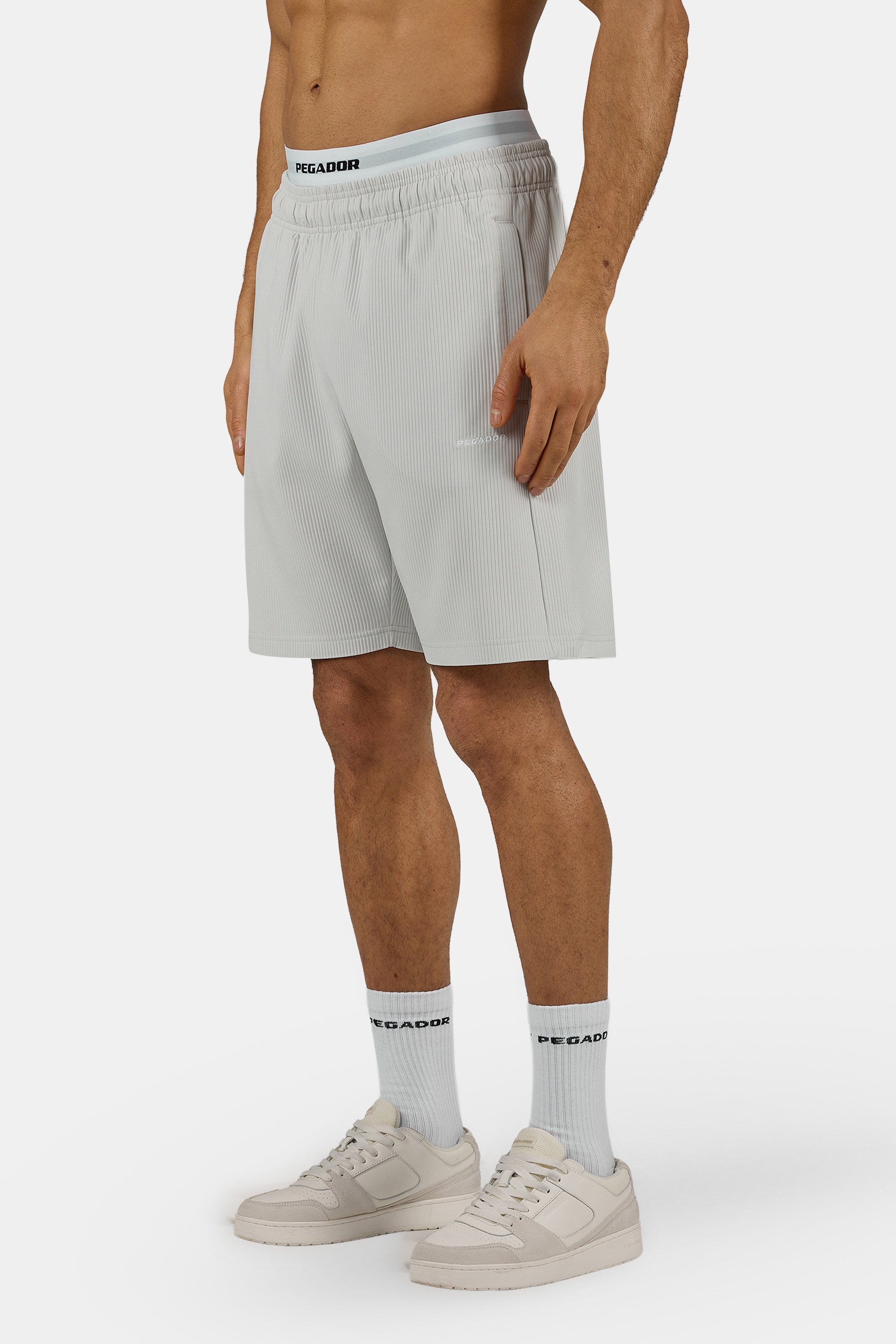 PEGADOR Short »TROY PLISSEE SHORTS«  mélange coton, coupe régulière