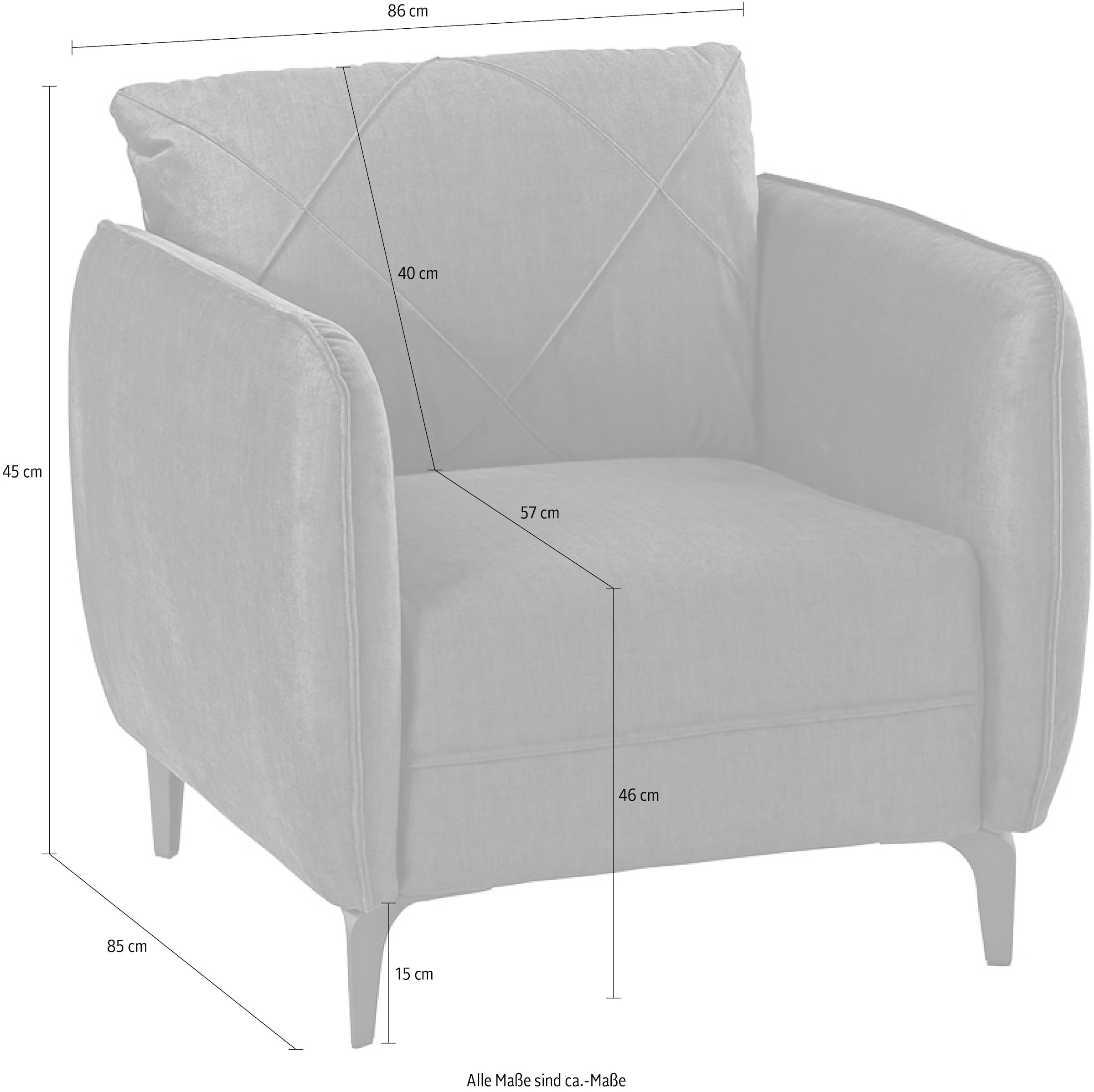 Jockenhöfer Gruppe Fauteuil »Novara« mit attraktiver Steppung, Rauten-Biesennähte, frei im Raum stellbar