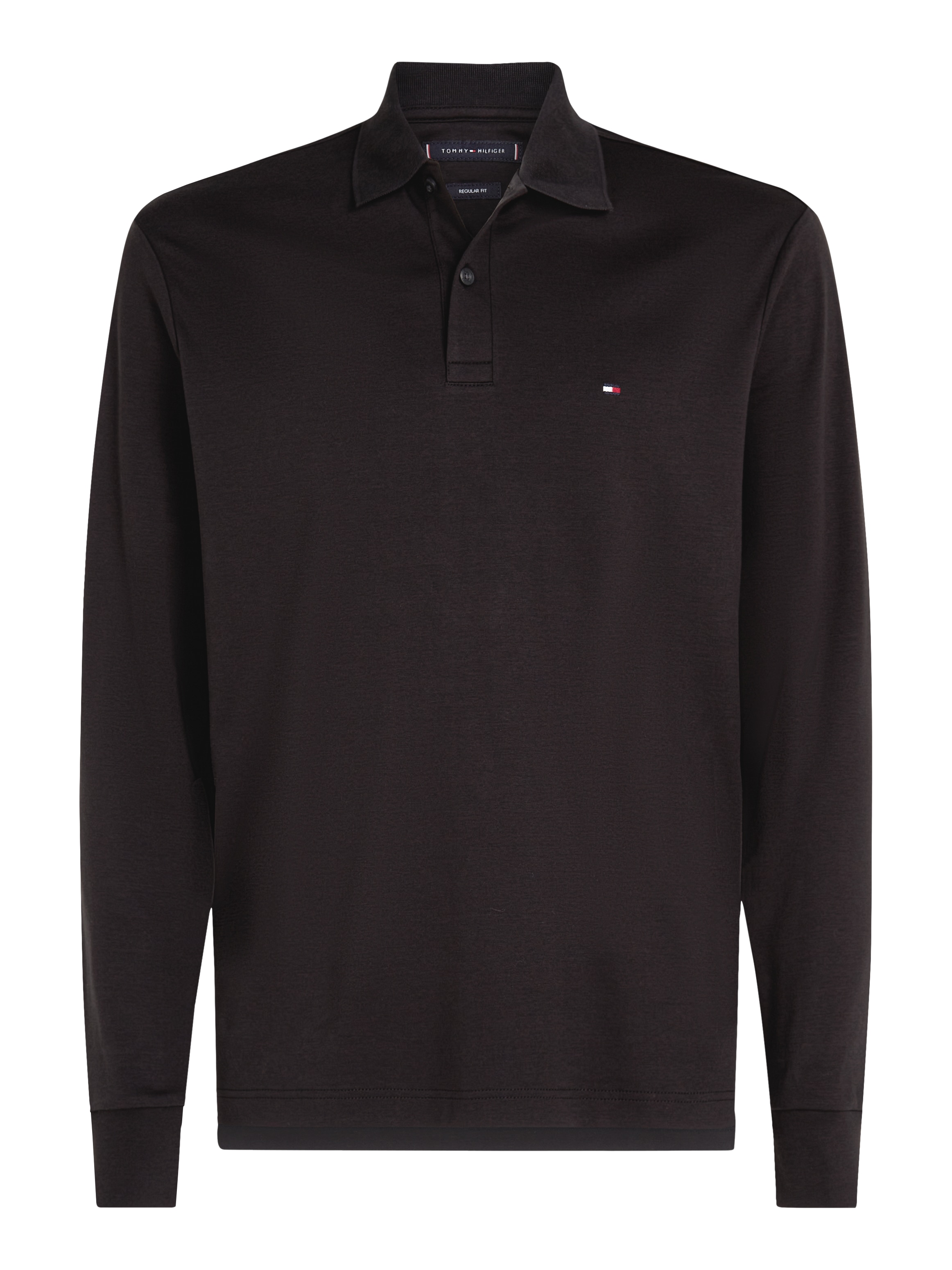 Tommy Hilfiger Polo à manches longues »L/S LIQUID COTTON REG POLO mit Jersey und Markenlabel« unifarben, casual, regular fit, Baumwolle, Polokragen
