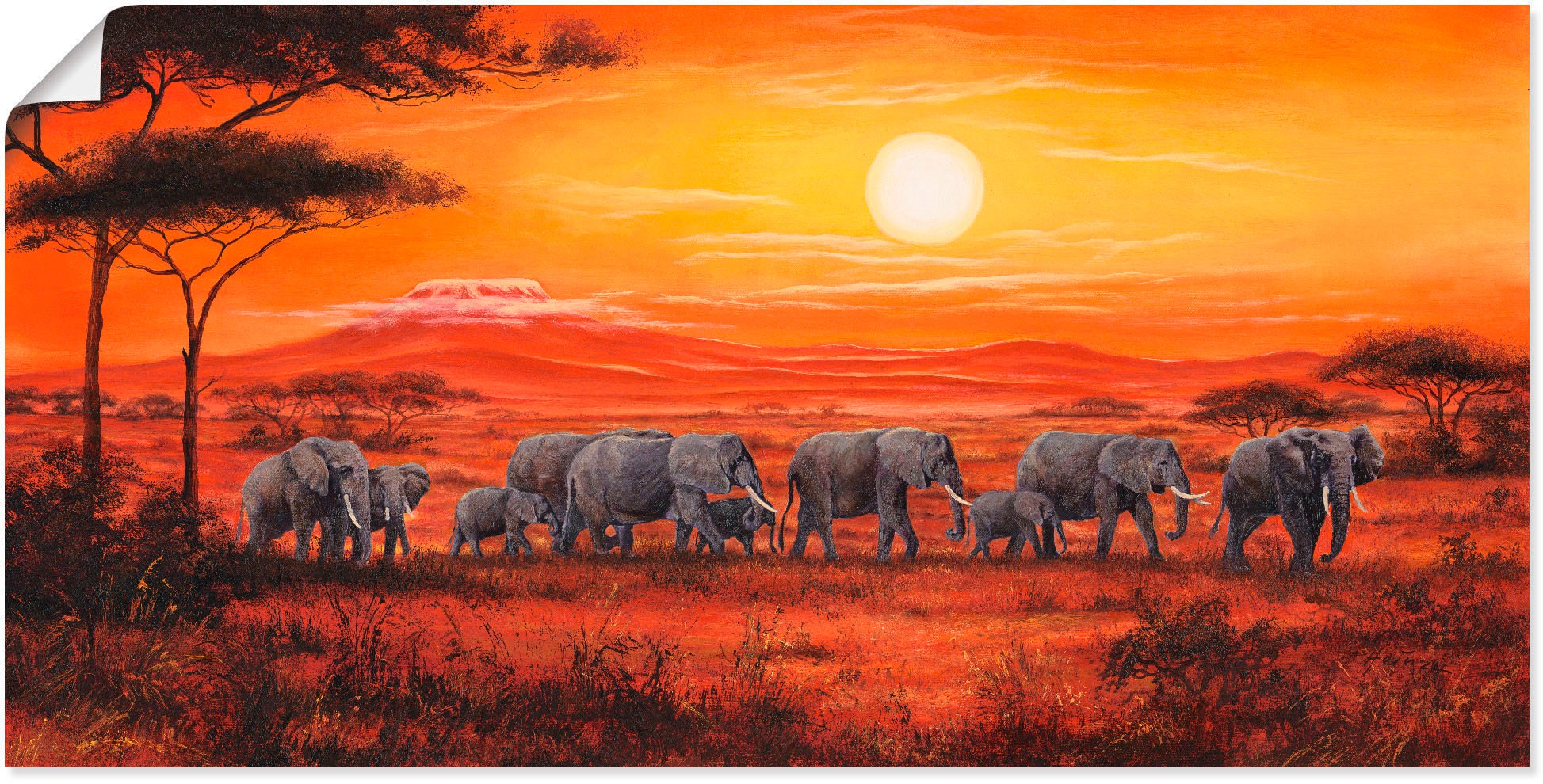 Image of Artland Wandbild »Elefantenherde«, Wildtiere, (1 St.), in vielen Grössen & Produktarten - Alubild / Outdoorbild für den Aussenbereich, Leinwandbild, Poster, Wandaufkleber / Wandtattoo auch für Badezimmer geeignet bei Ackermann Versand Schweiz