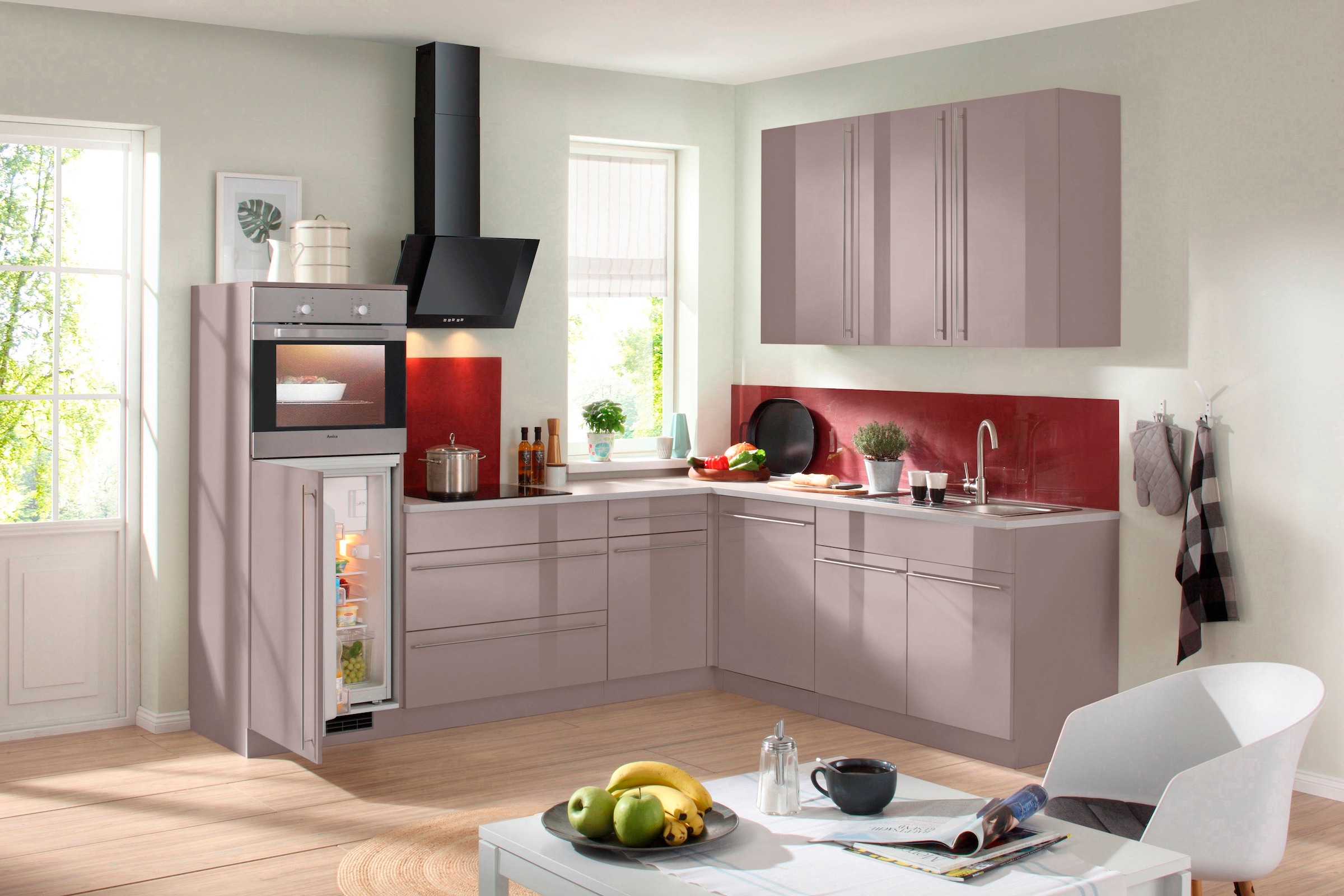 wiho Küchen Cuisine d'angle »Chicago« ohne E-Geräte, Stellbreite 260/220 cm