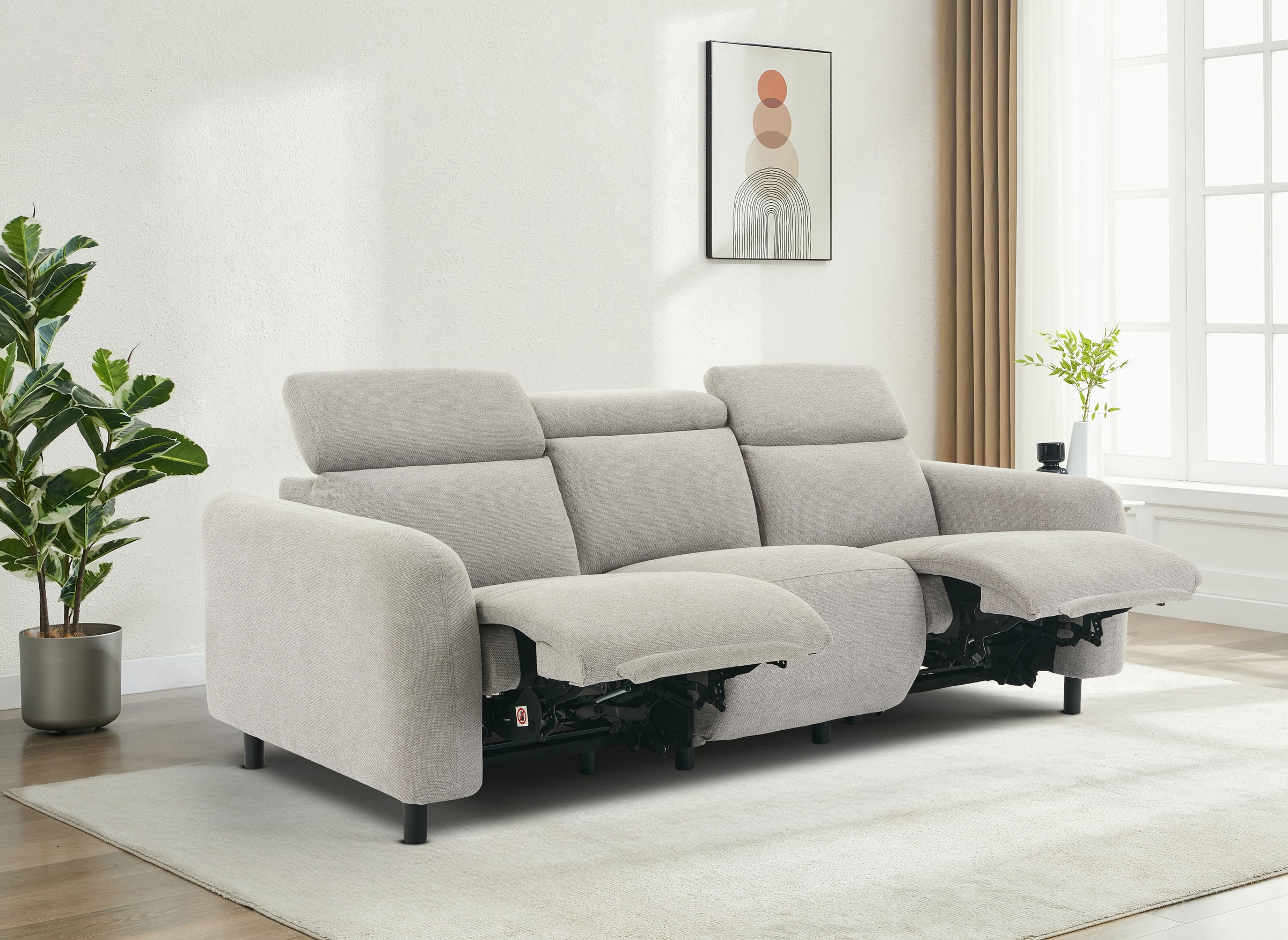 Image of GOODproduct 3-Sitzer "SKAANE Struktur-Sofa, 229 cm, manuelle-u. elektrische Relaxfunktion" Relax-Funktion in 2 Sitzen, Kopfteilverstellung, Federkernpolsterung