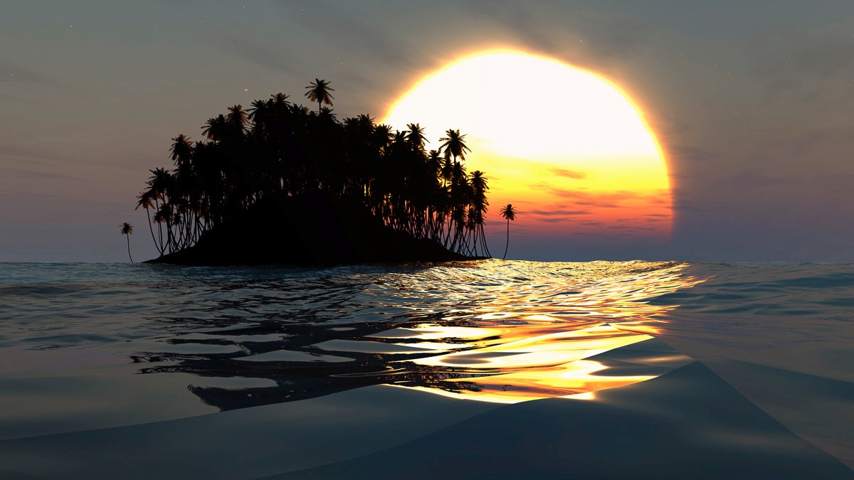 Image of Papermoon Fototapete "Insel im Sonnenuntergang"