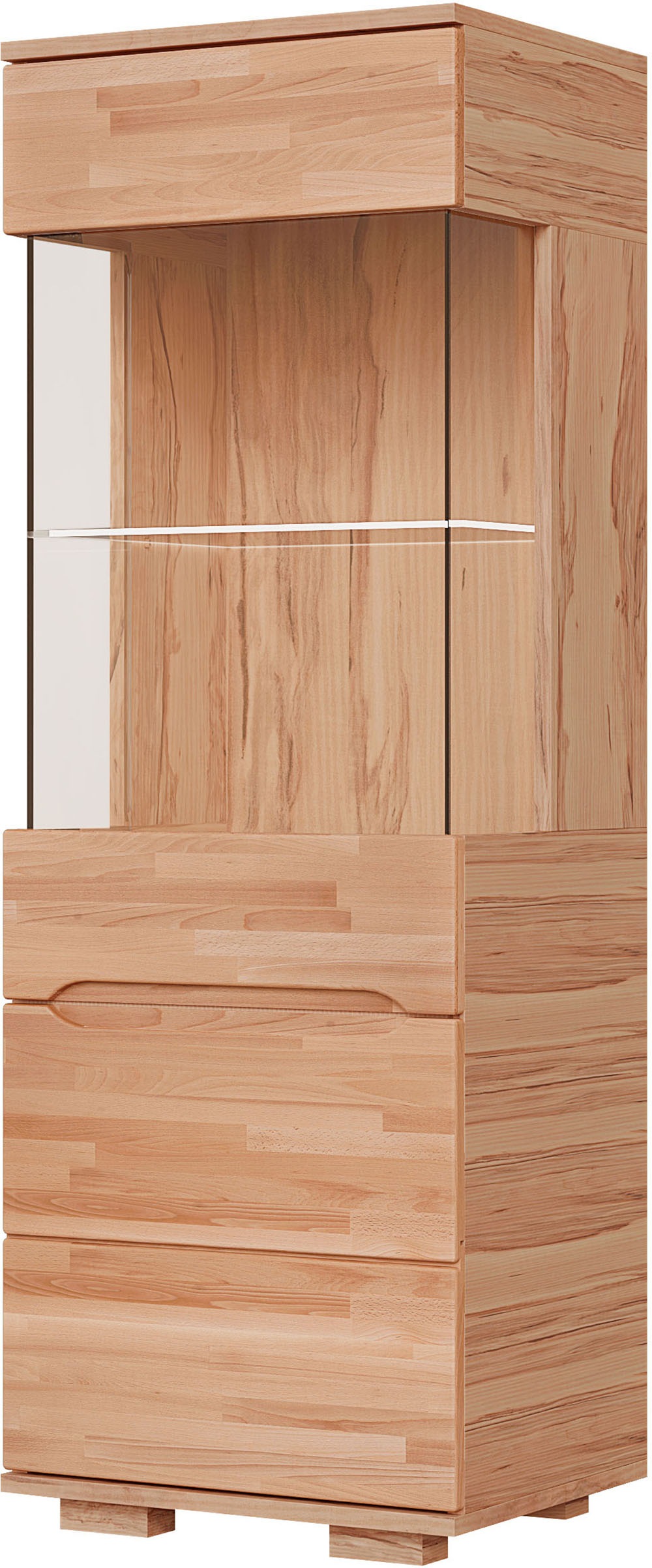 Image of GOODproduct Vitrine "VETRO: Fronten aus Massivholz, Korpus aus Melamin, 1Glastür" Kernbuche B/T/H:50/40/144cm, 2Variable einlegeboden, Türanschlag L/R