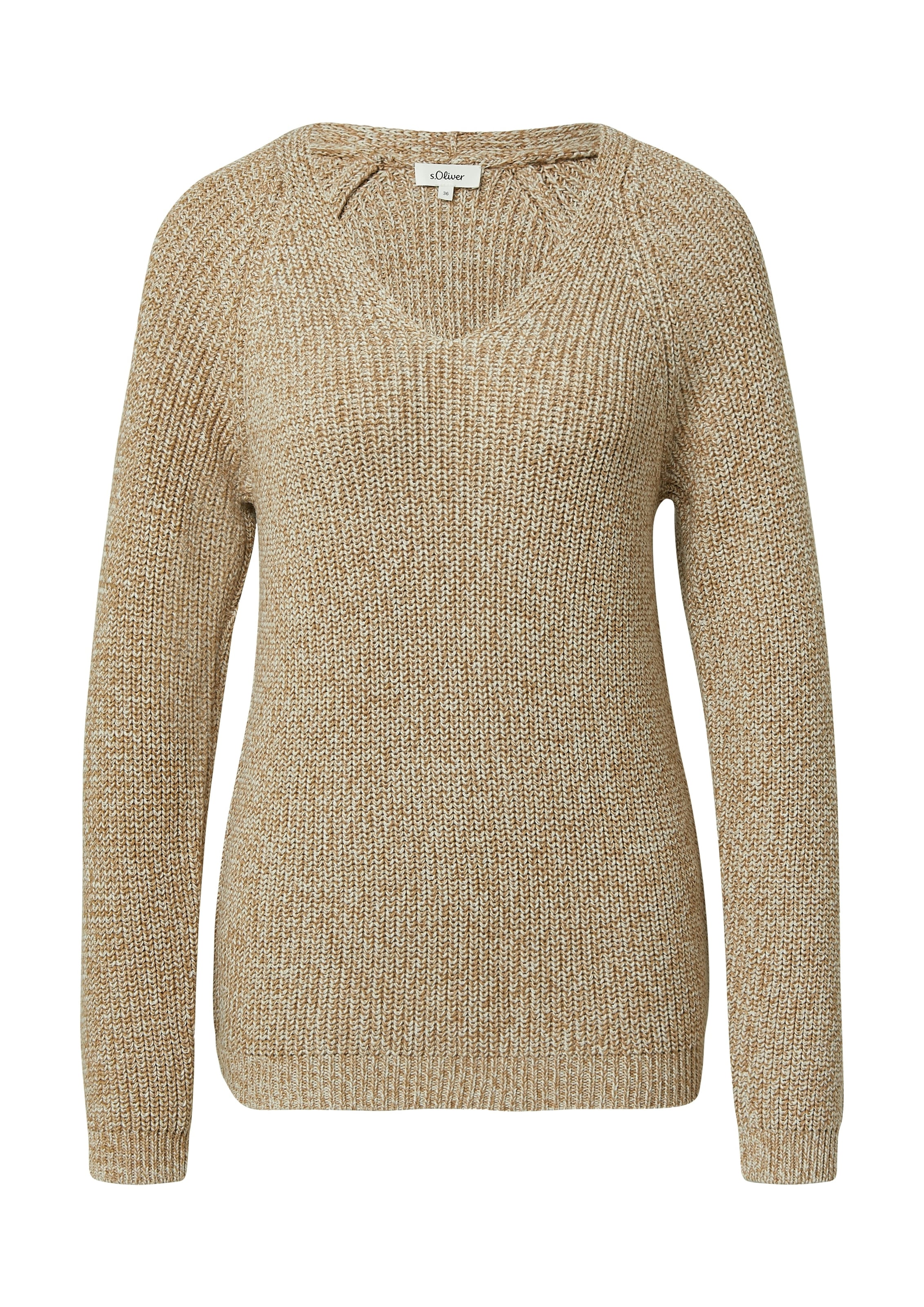 s.Oliver Pull en tricot avec col en V, chiné
