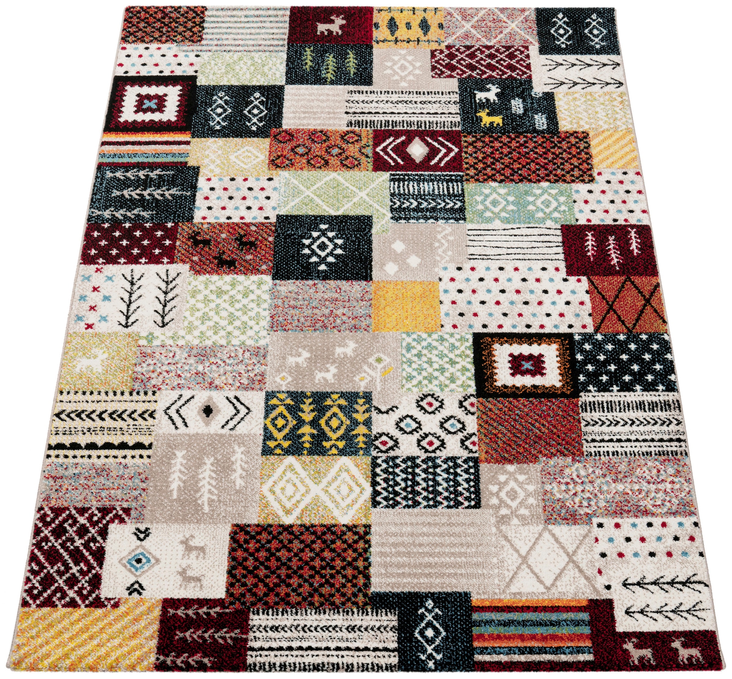 Paco Home Teppich »Nomaden 816«, rechteckig, 16 mm Höhe, Kurzflor, Gabbeh Design, Patchwork Design