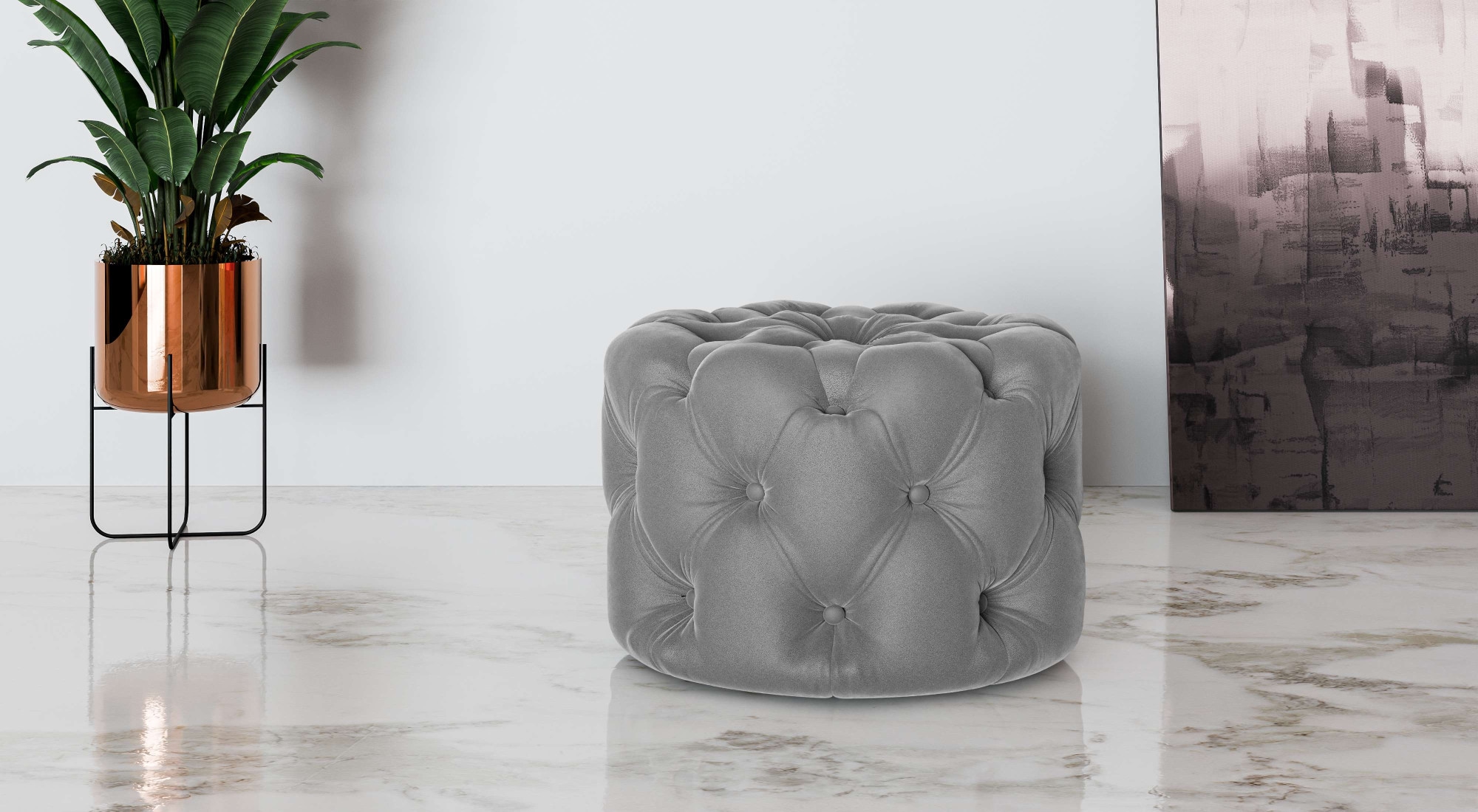 Image of Home affaire Hocker "FOLLINA" Polsterhocker mit klassischer Chesterfield-Knopfheftung
