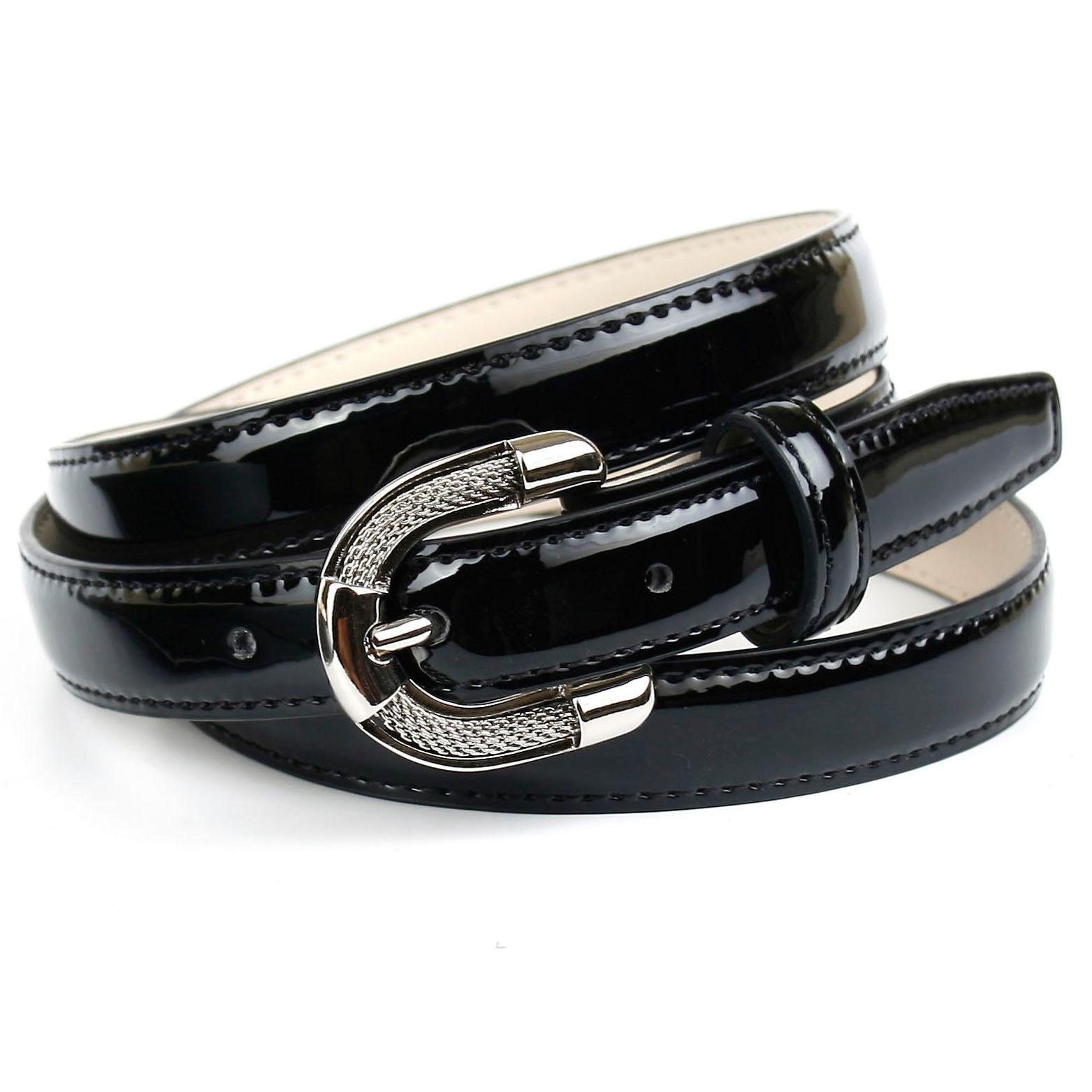 Image of Anthoni Crown Ledergürtel, Schmaler Lackledergürtel, abgesteppte Ränder bei Ackermann Versand Schweiz