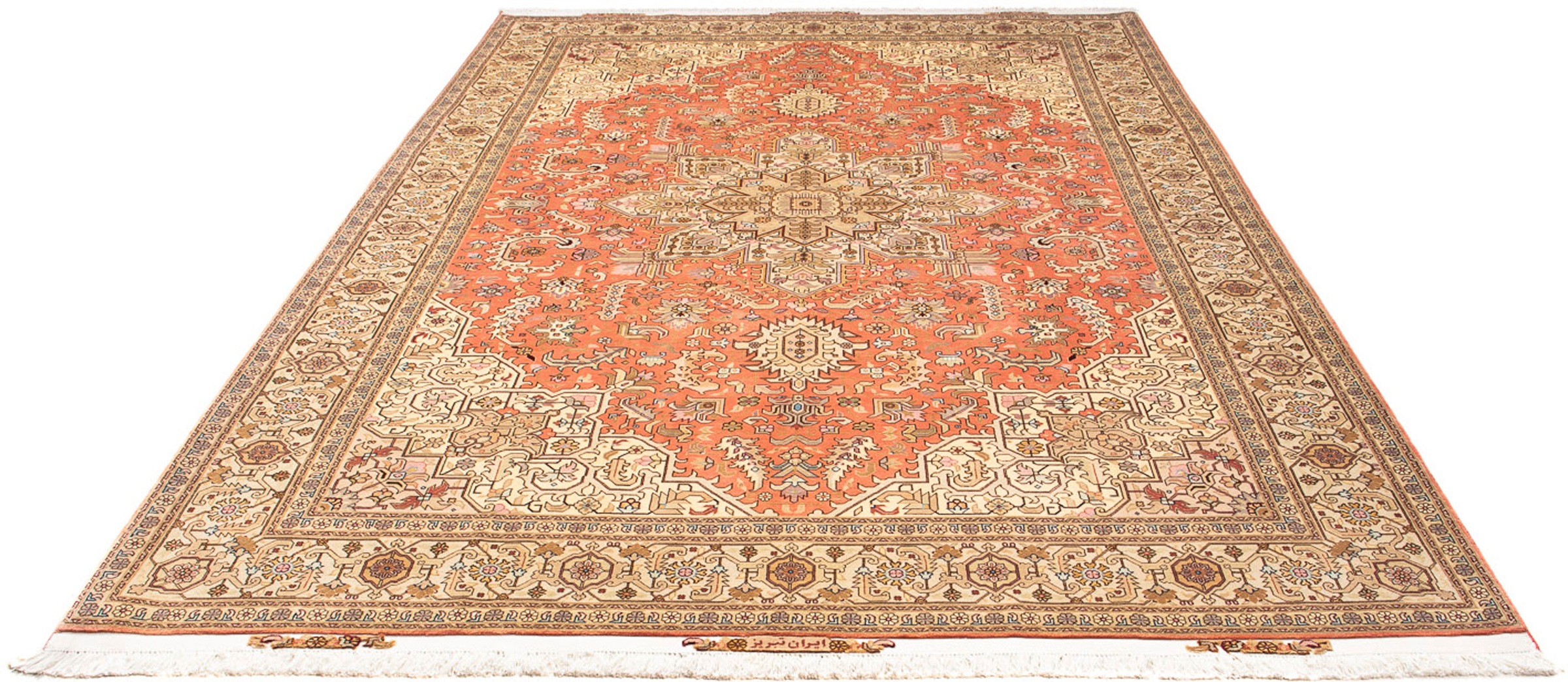 Image of morgenland Orientteppich »Perser - Täbriz - Royal - 312 x 202 cm - hellrot«, rechteckig, 7 mm Höhe, Wohnzimmer, Handgeknüpft, Einzelstück mit Zertifikat bei Ackermann Versand Schweiz