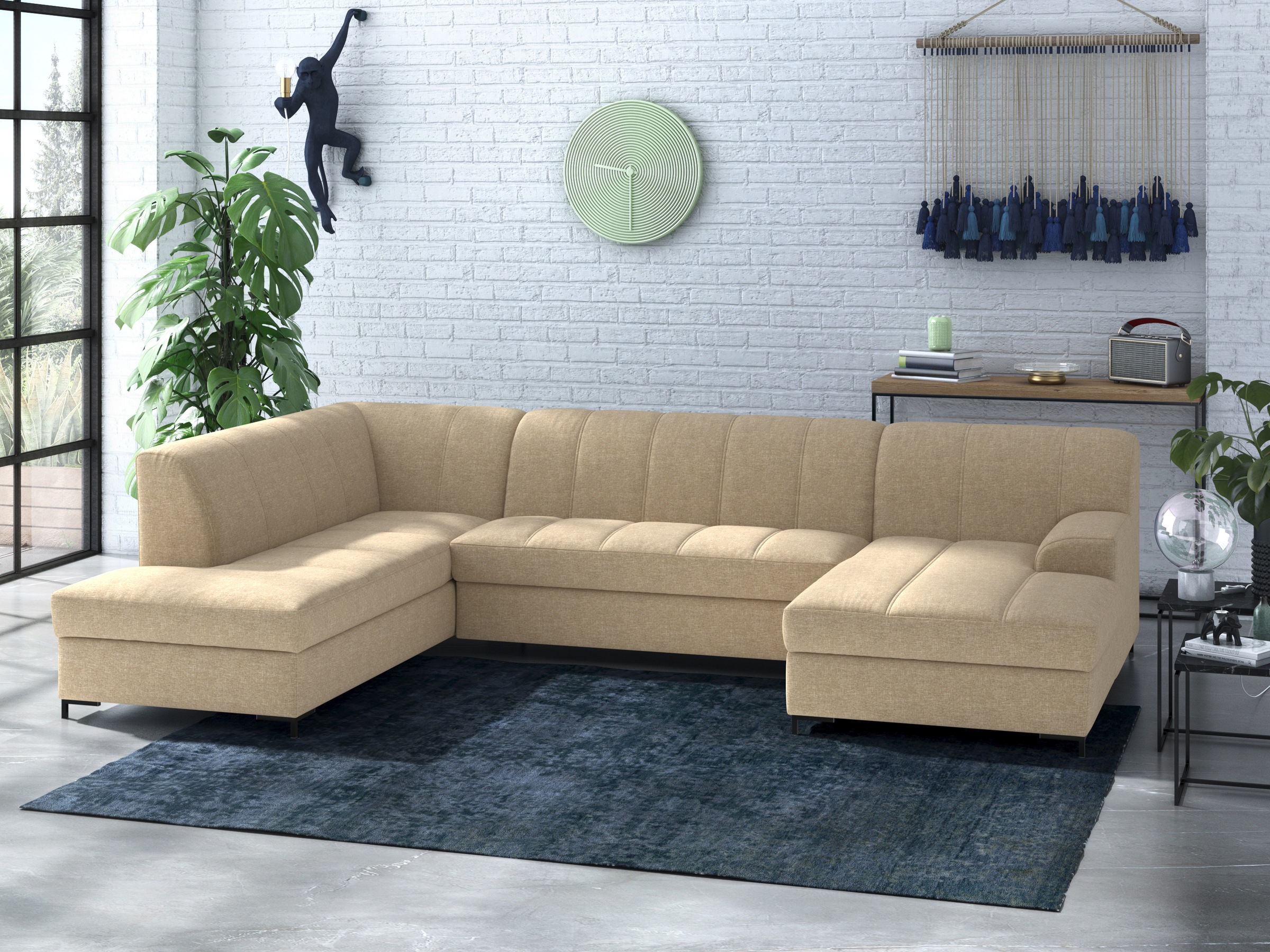 Image of Home affaire Wohnlandschaft "Balme, moderne Formensprache, zeitloses Design, U-Form" Inkl. Zierkissen, wahlweise mit Bettfunktion