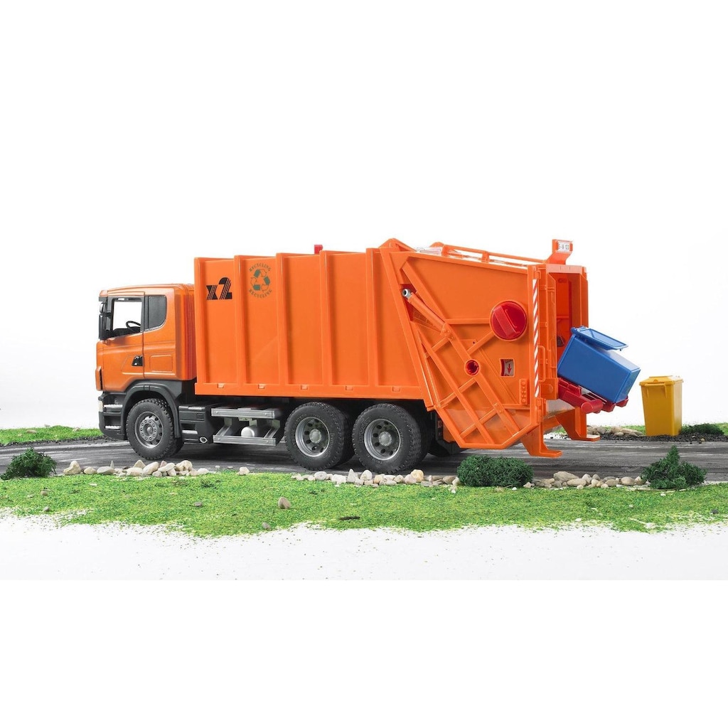 Bruder® Spielzeug-Müllwagen »Scania R-Serie oranger Müll-LKW«