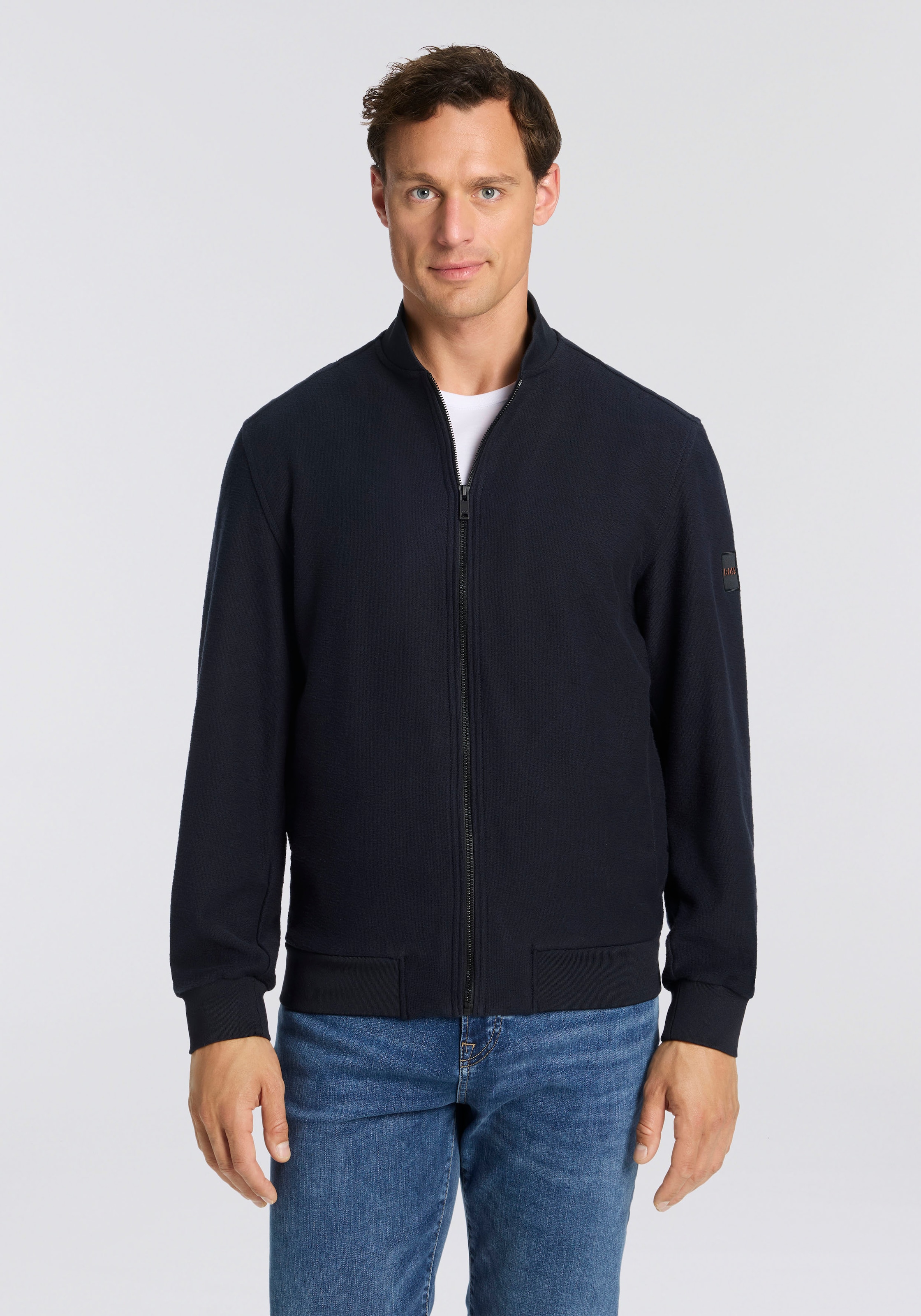 Image of BOSS ORANGE Sweatjacke "Lisimba" oversize fit, Strickbündchen