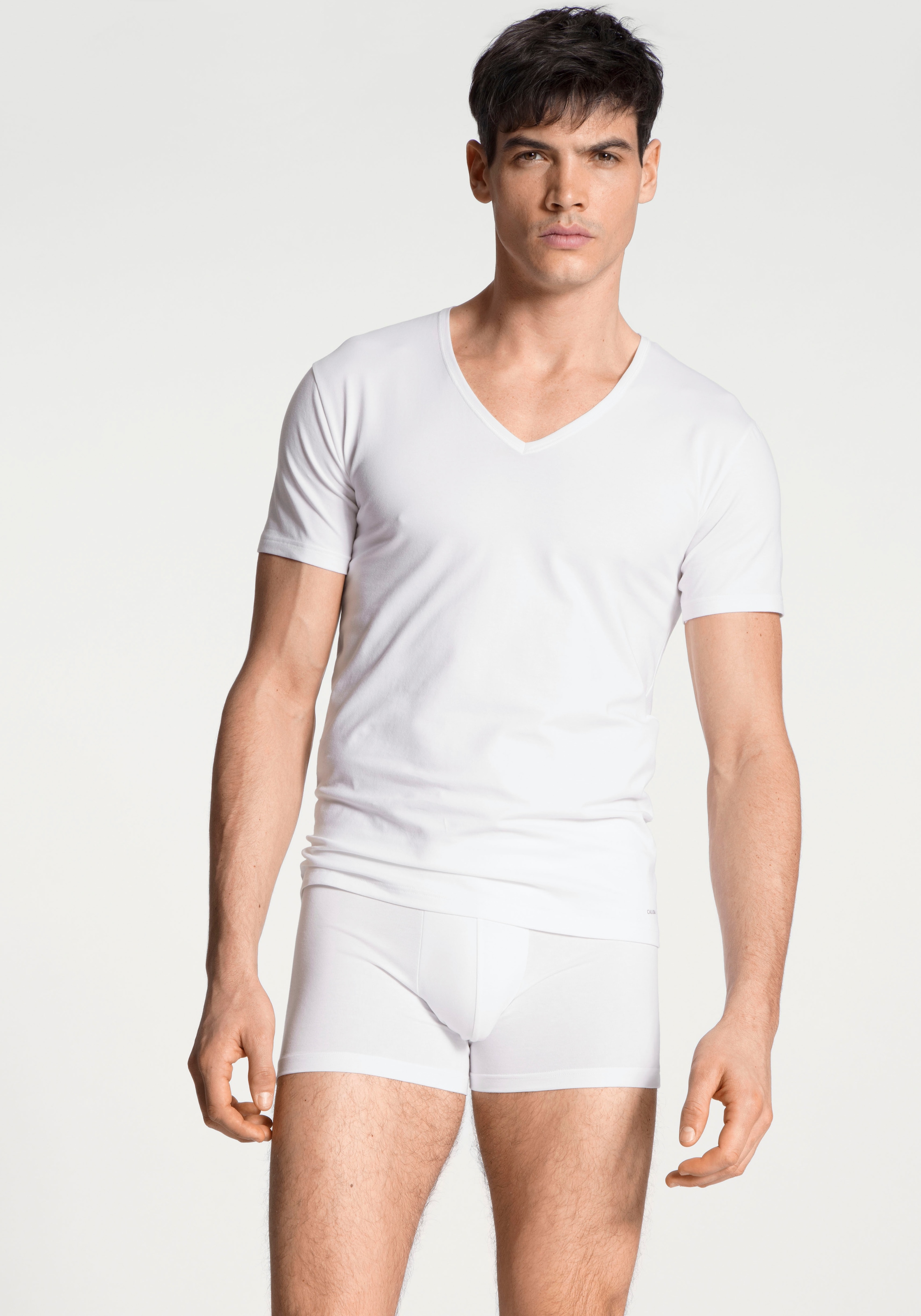 Image of CALIDA T-Shirt "Cotton Code" V-Ausschnitt, formstabiler Single Jersey, elastisch, Kurzarm
