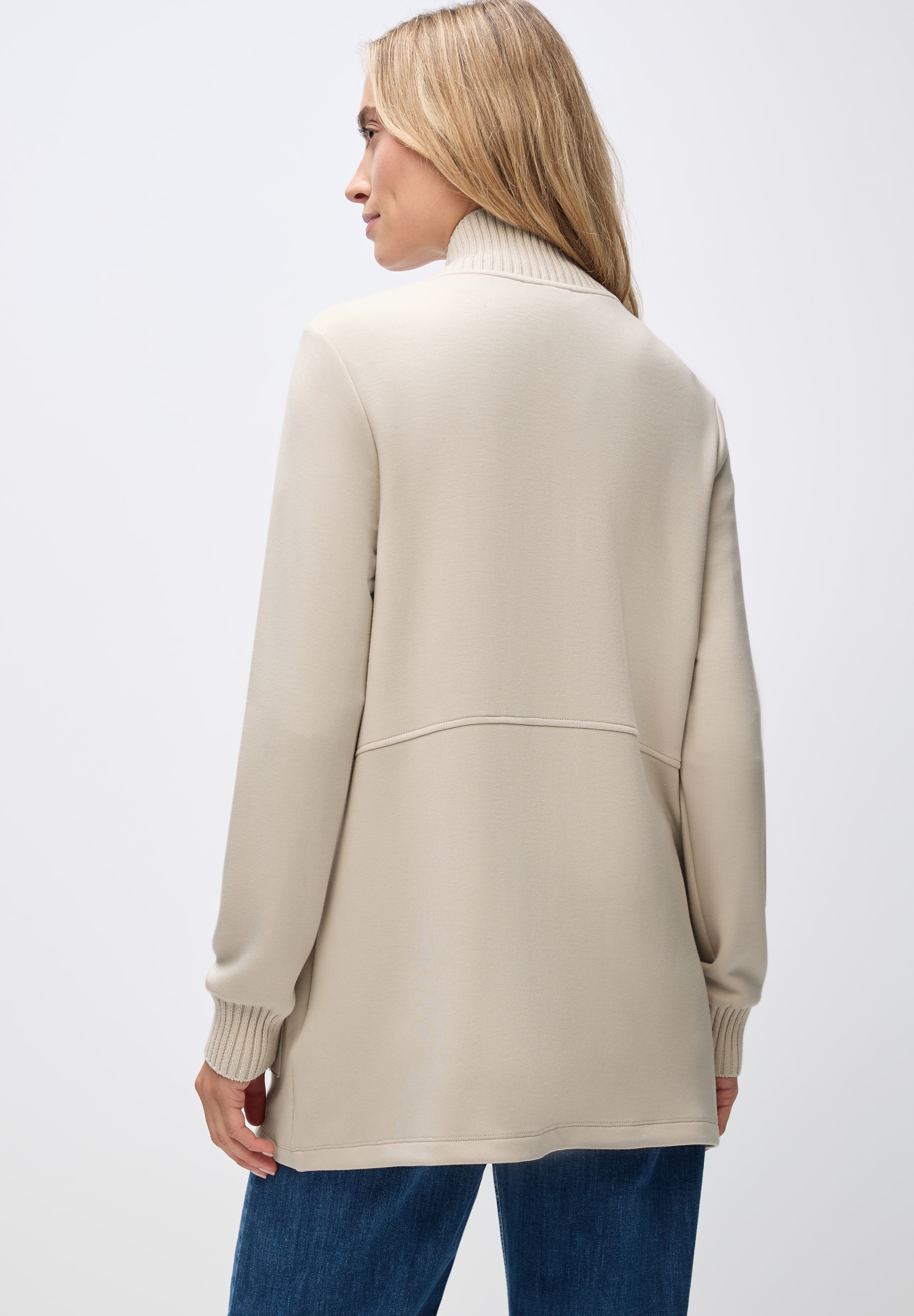 STREET ONE Sweatjacke, mit Strickdetails und Stehkragen