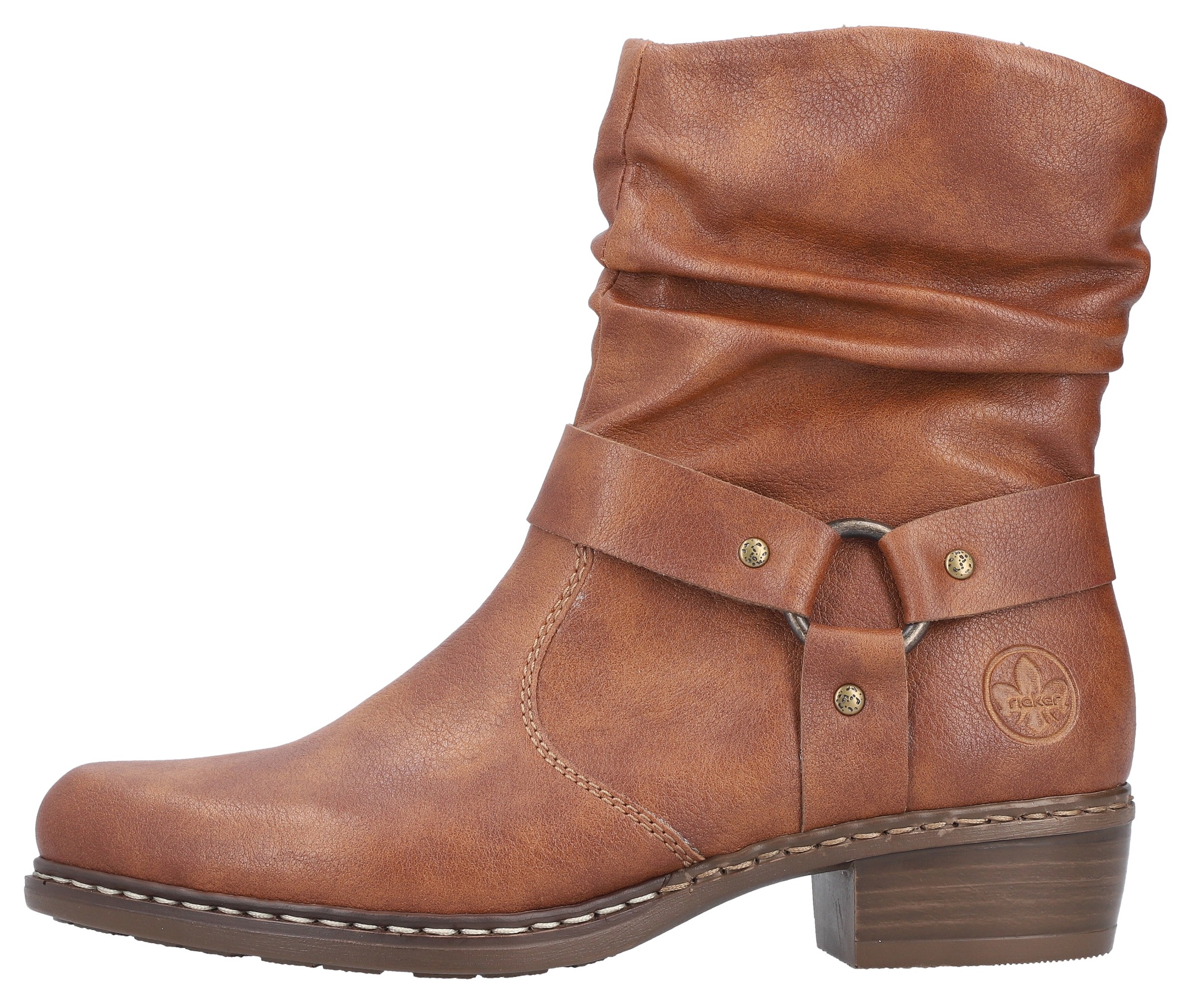 Rieker Stiefelette, Cowboyboots, Westernstiefelette, Blockabsatz, mit Zierriemen
