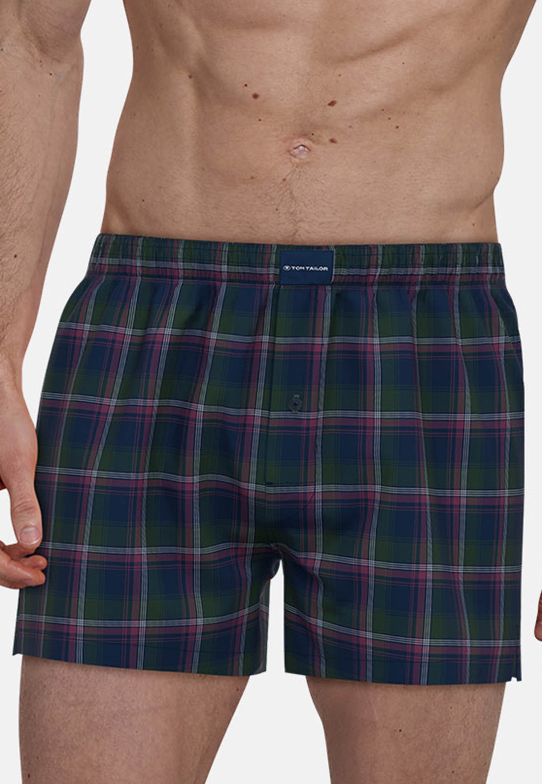 TOM TAILOR Boxershorts »Milos« 2er Pack,  bequem, leicht, Logopatch, basic, kariert, Baumwolle