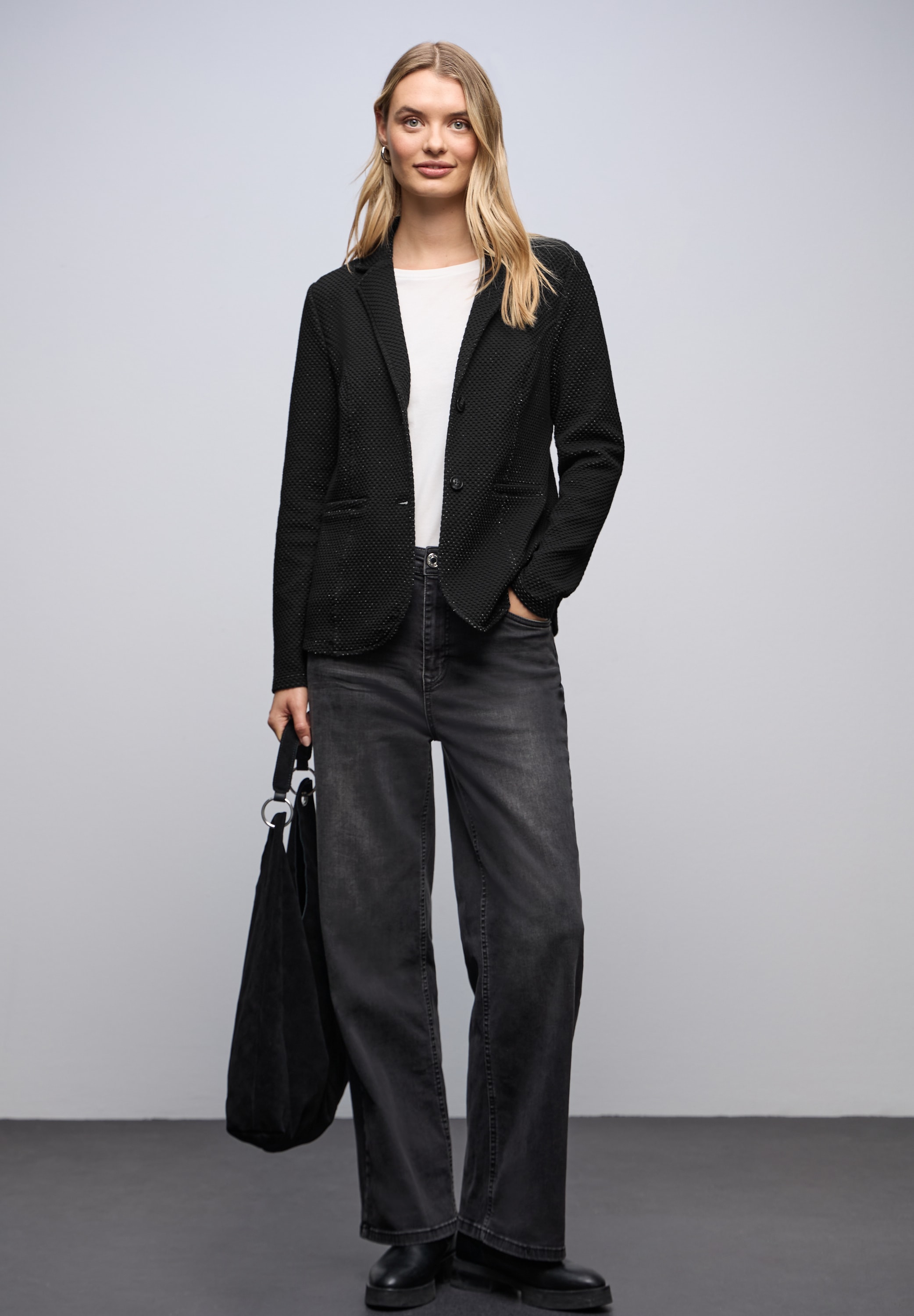 STREET ONE Veste blazer Sanft glitzernder Look und mit feinem Strukturmuster