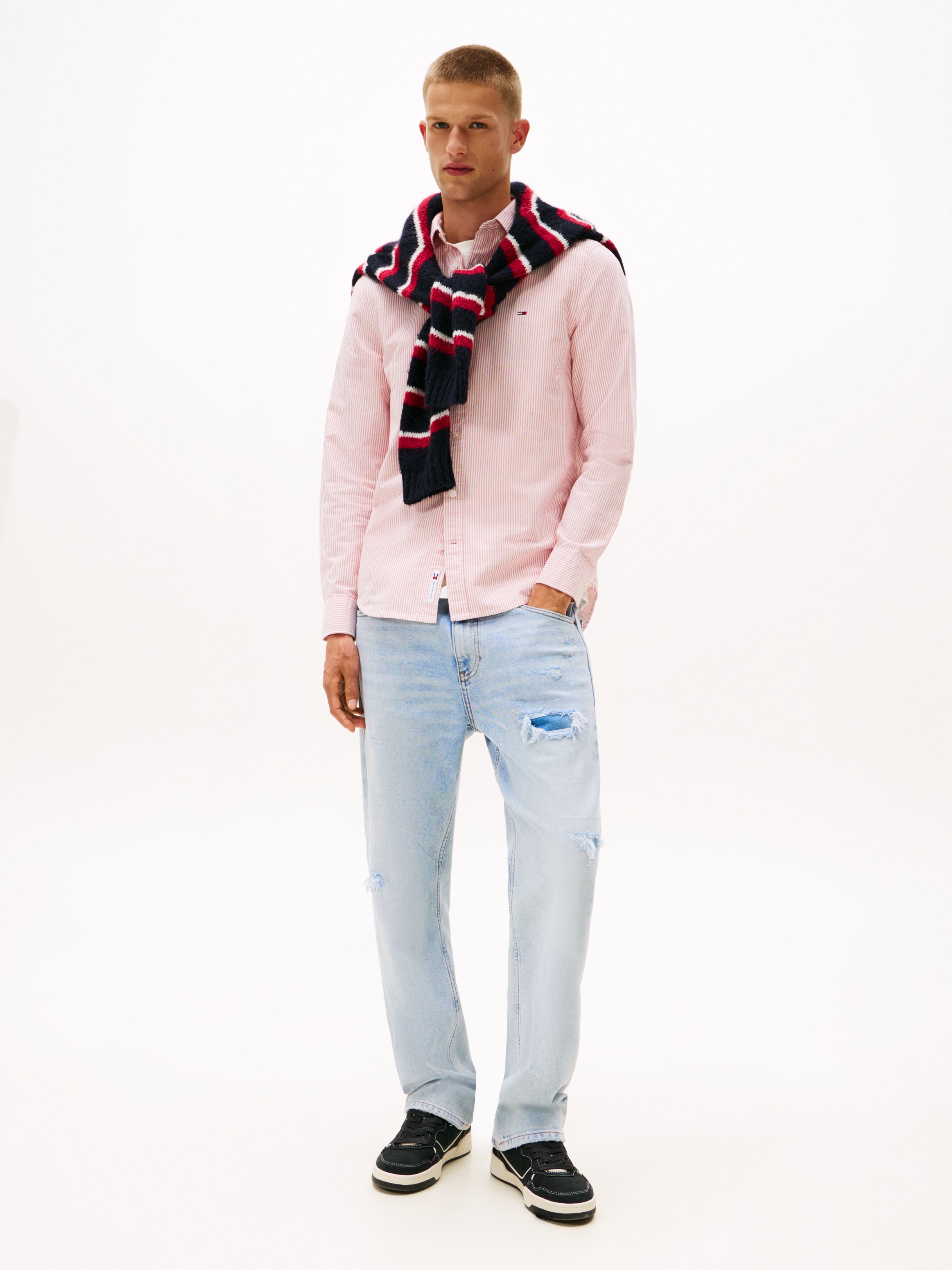 Tommy Jeans Chemise à manches longues »TJM SLIM STRIPE OXFORD SHIRT EXT« Mit Button-Down-Kragen