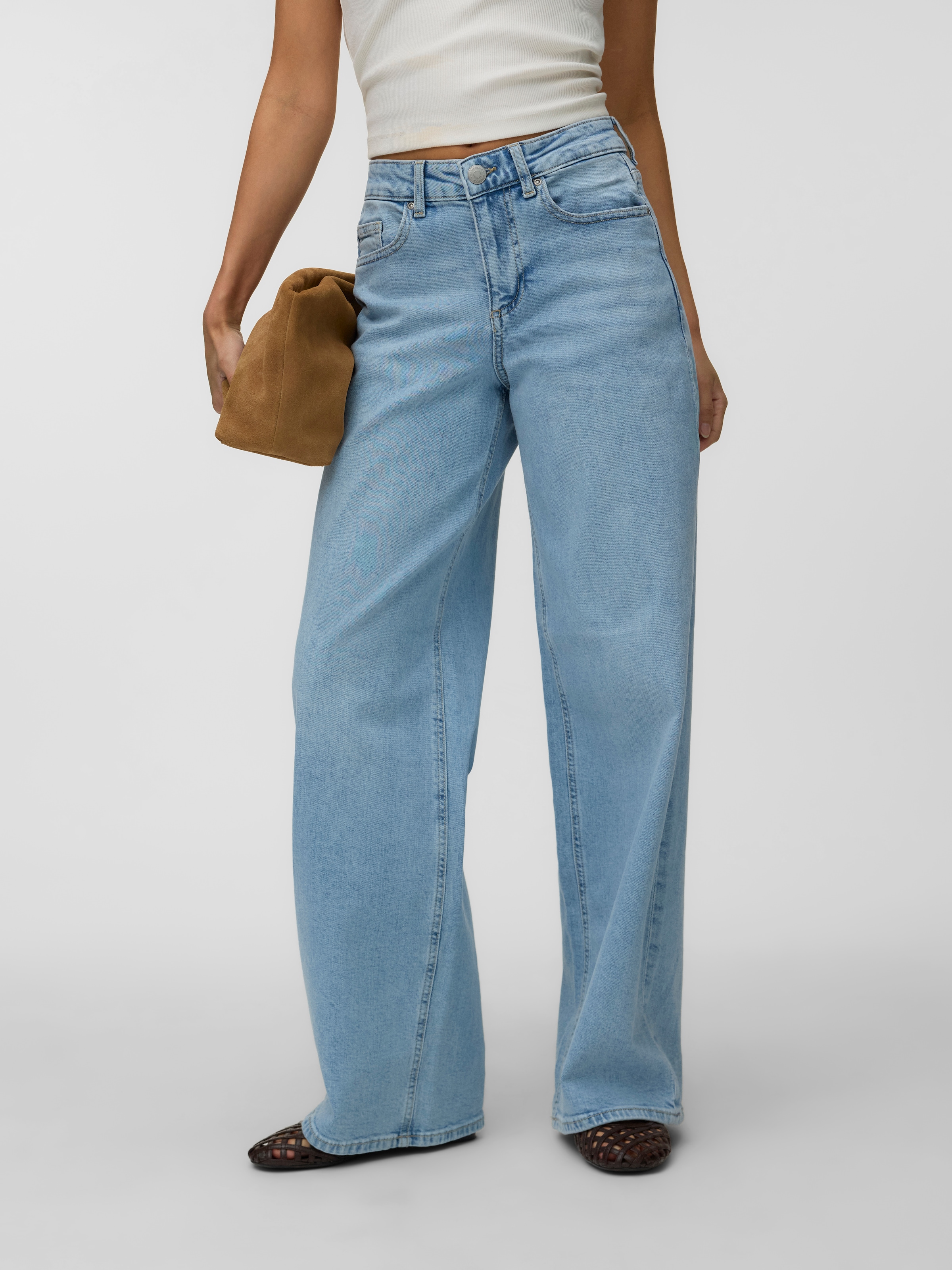 Image of Vero Moda Weite Jeans "VMSANDIE-STRETCH MR WIDE JNS RA3133 NOOS" Baumwollmischung, wide fit, mid waist