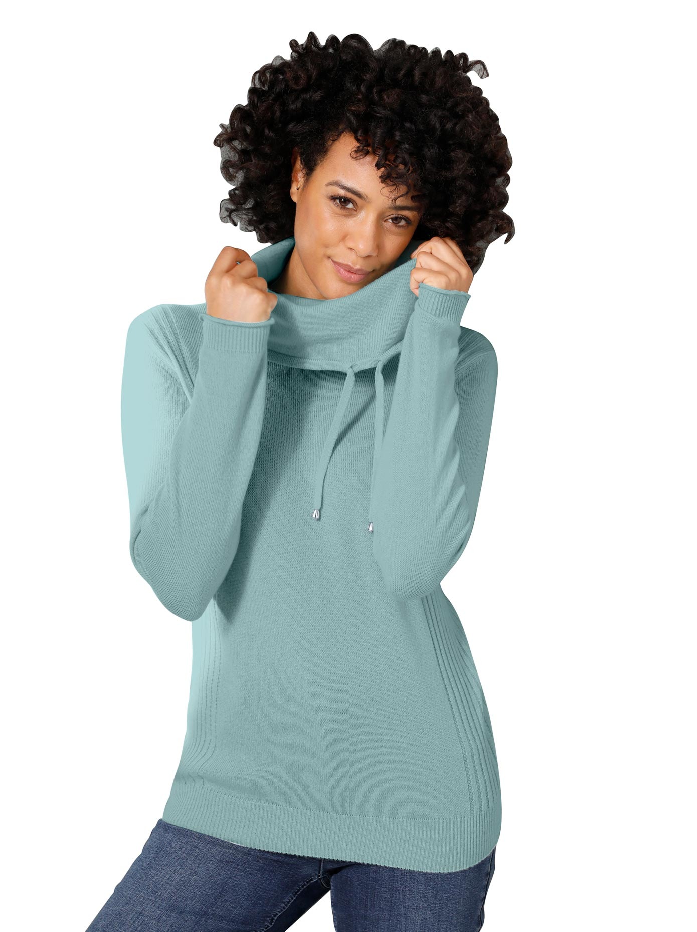 Creation L Kaschmir-Pullover mit halsfernem Rollkragen