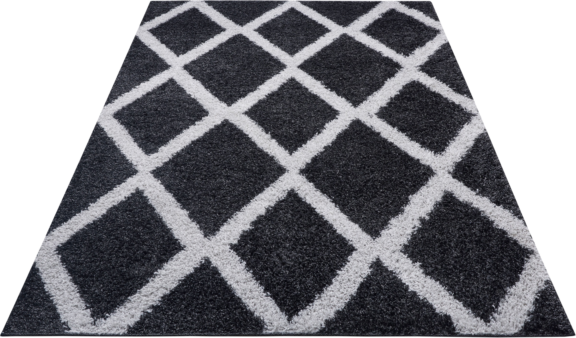 Image of Home affaire Hochflor-Teppich »Leroy«, rechteckig, 30 mm Höhe, Hochflor, geometrisches Rauten Design, Scandi Look, Wohnzimmer, Schlafzimmer, Robust, Pflegeleicht bei Ackermann Versand Schweiz