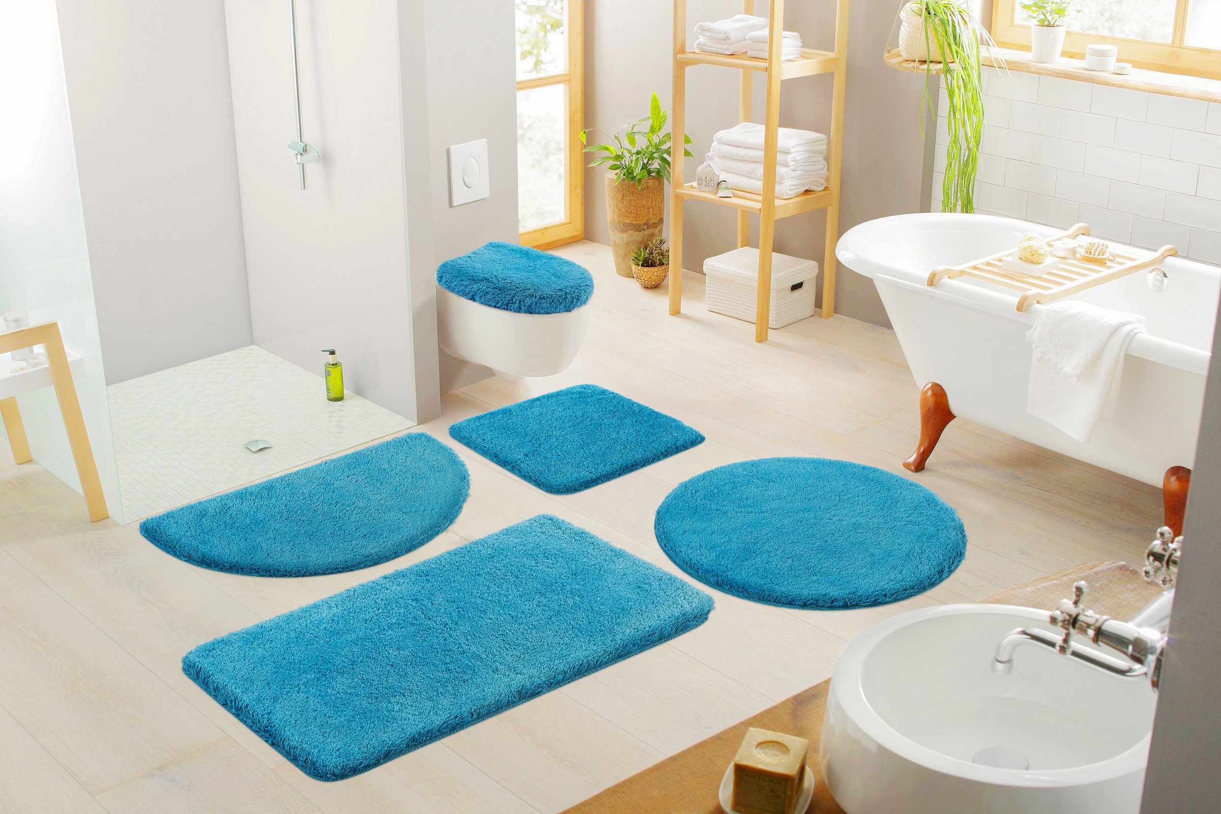 my home Badematte »Merida, Badvorleger, Badezimmer Teppich« Höhe 32 mm rutschhemmend beschichtet fussbodenheizungsgeeignet | schnell trocknend | strapazierfähig Badteppich, Uni Farben, rechteckig, rund & als 2-tlg. Set erhältlich