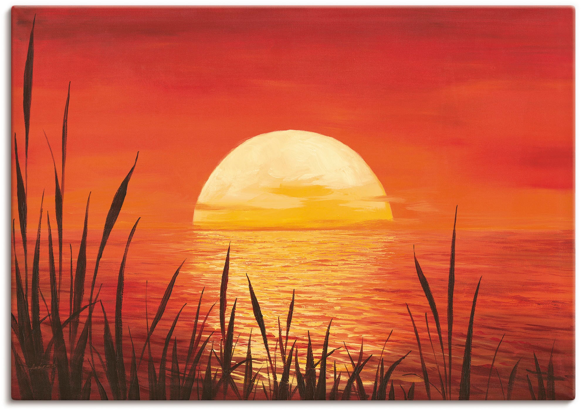 Image of Artland Wandbild "Roter Sonnenuntergang am Ozean" Bilder vom Sonnenuntergang & -aufgang 1 Stk. tlg. als Alubild, Leinwandbild, Poster in verschied. Grössen