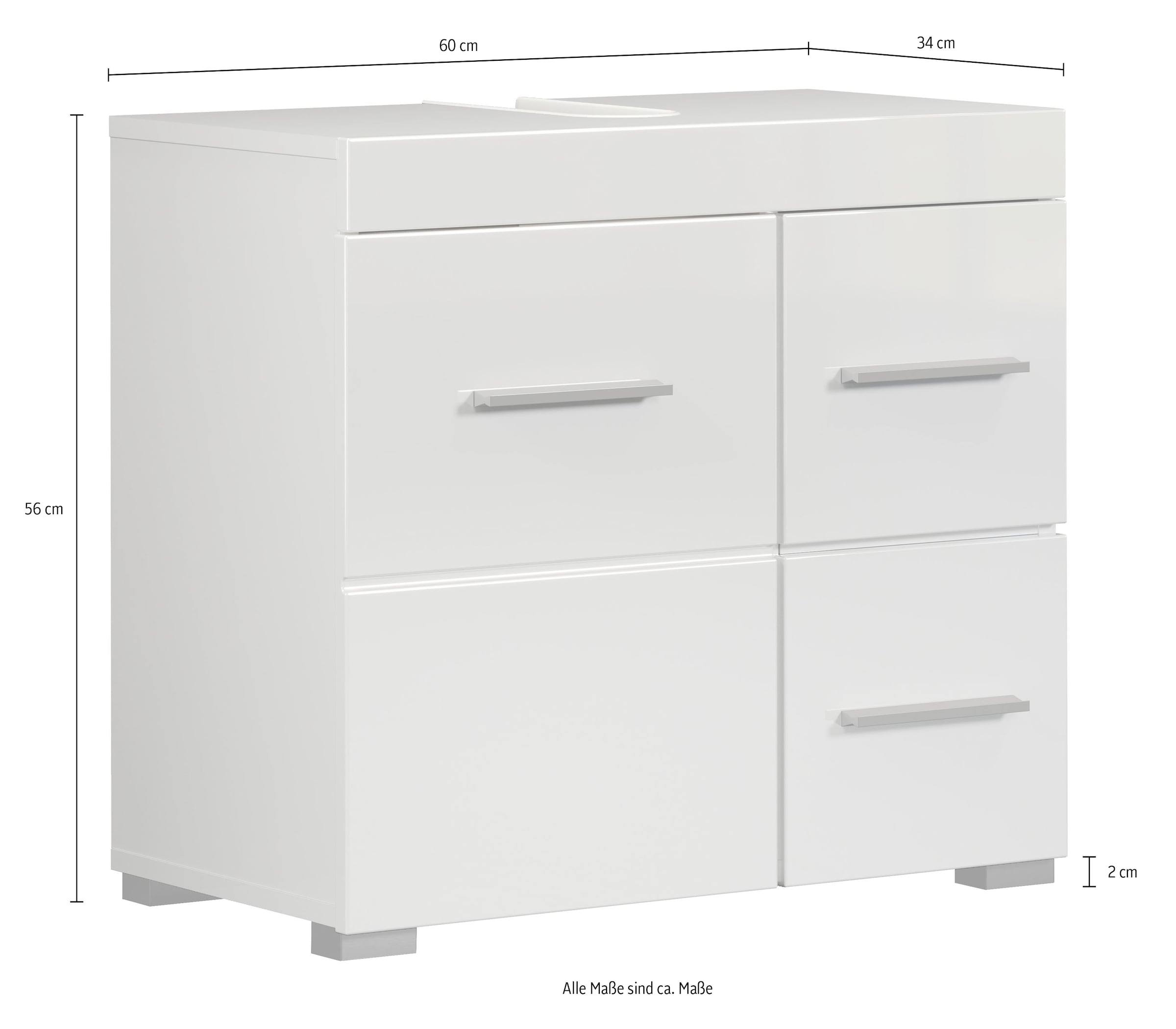 welltime Waschbeckenunterschrank »Avena« 1 Stk. tlg. Badezimmerschrank mit Tür & Schubkästen – (B/T/H) 60/34/56 cm