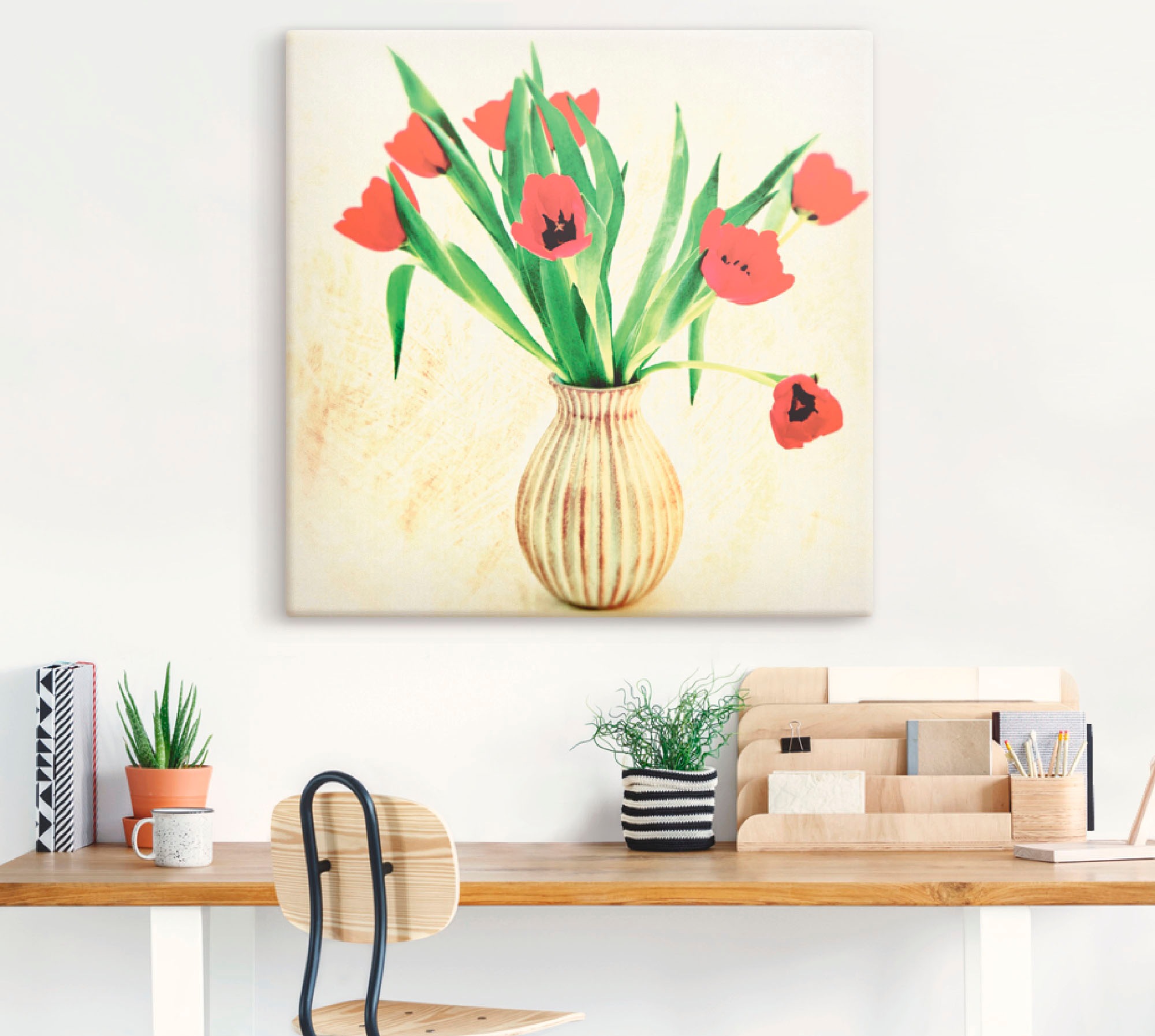 Artland Leinwandbild »Rote Tulpen«, Blumen, (1 St.), auf Keilrahmen gespannt