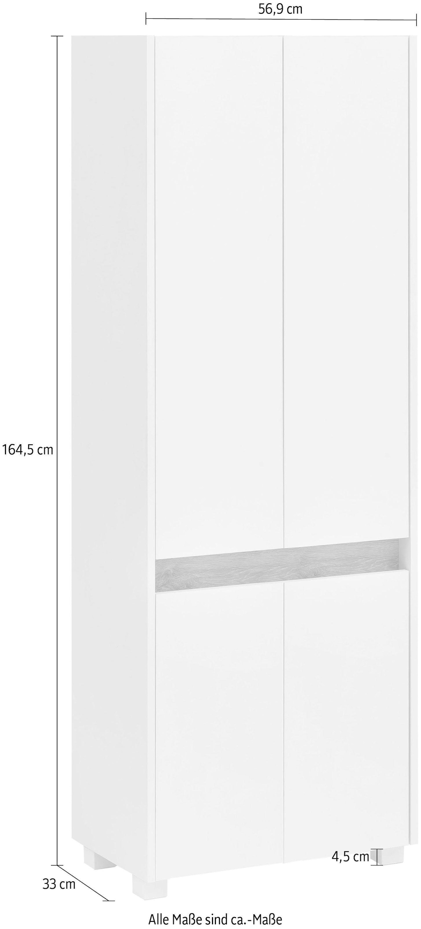 Schildmeyer Hochschrank versandkostenfrei cm, 57 im »Cosmo«, modernen Badezimmerschrank, Wildeiche-Look Breite auf Blende